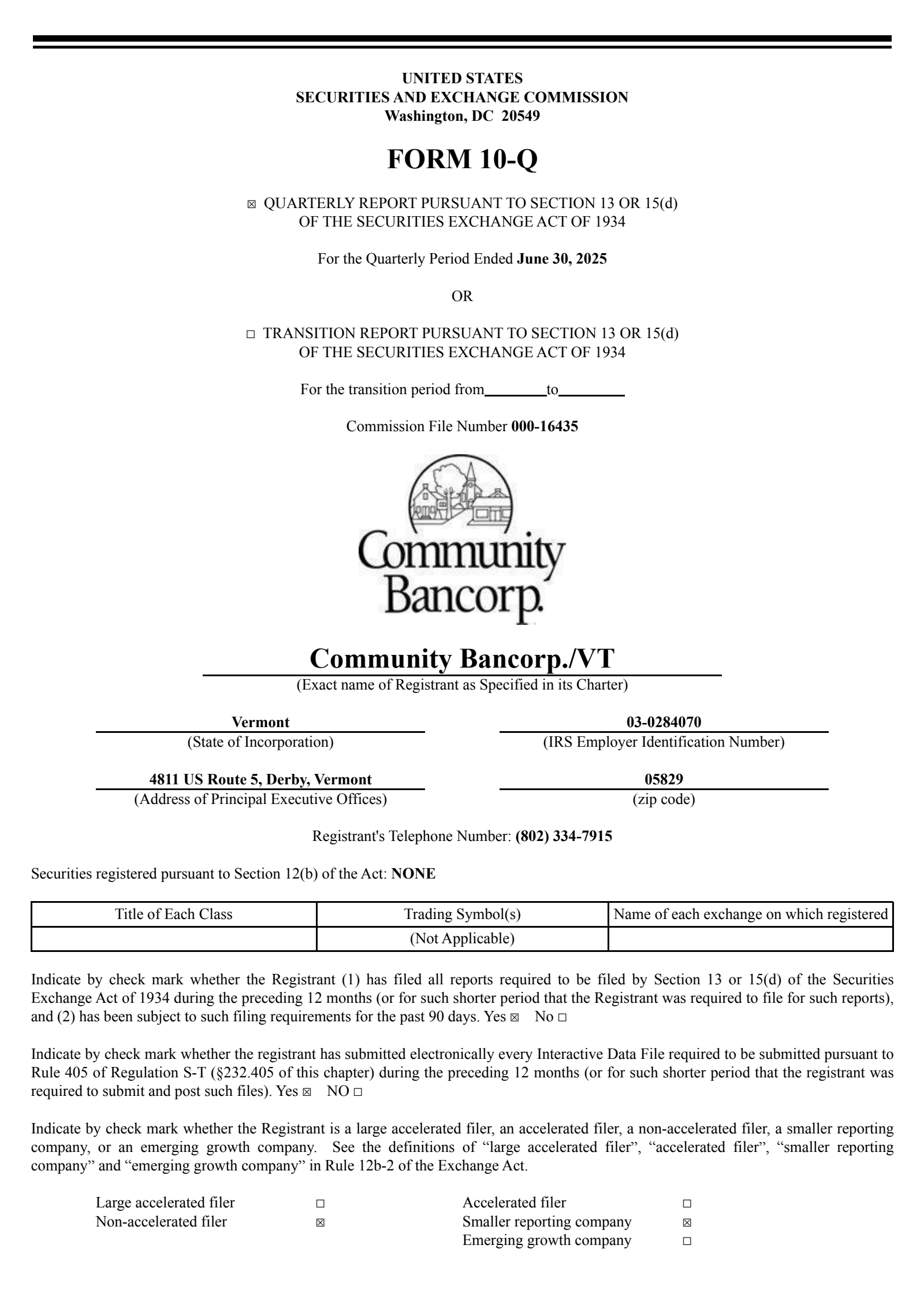 Community Bancorp's Q2 2025 Quarterly report