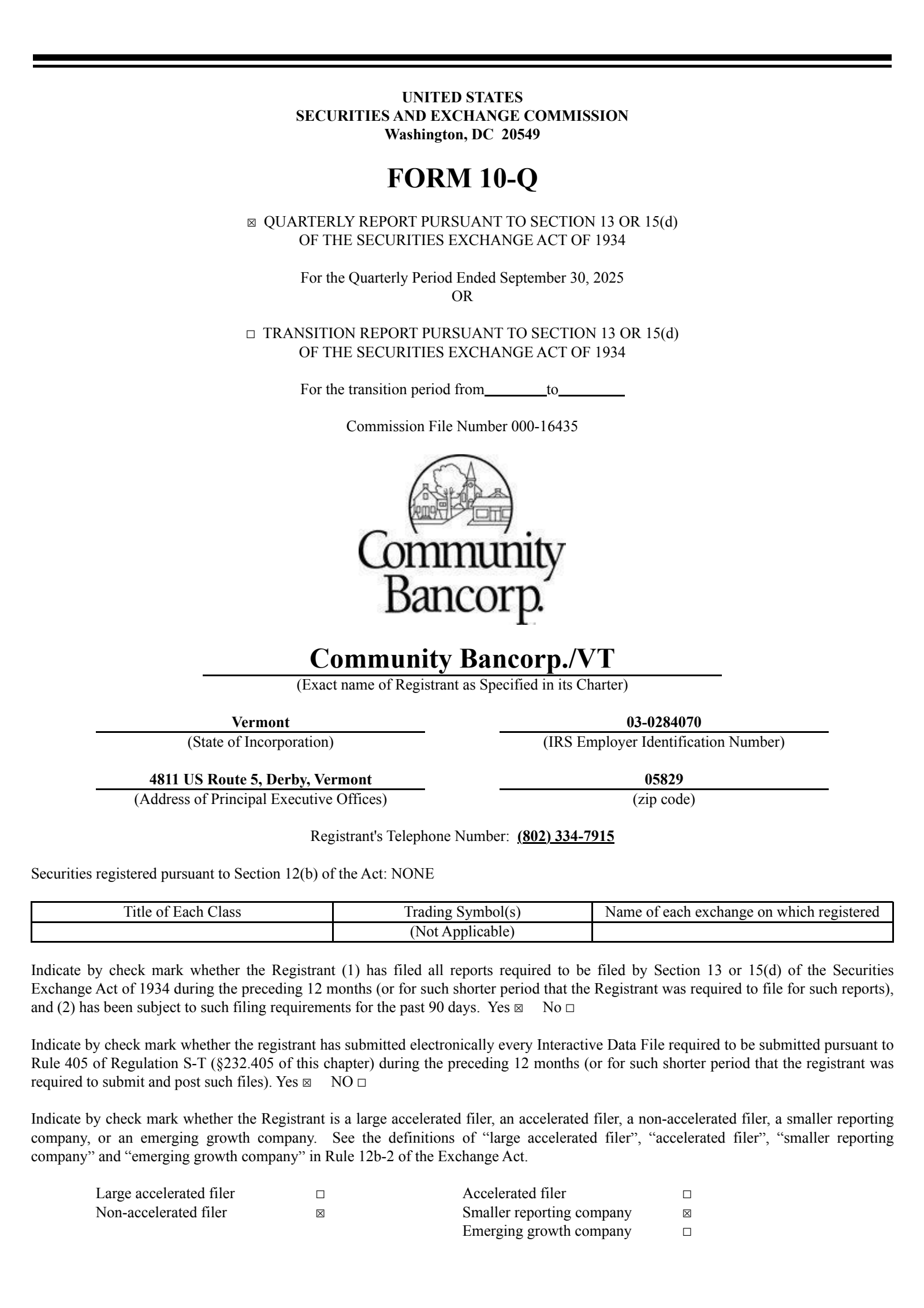Community Bancorp's Q3 2025 Quarterly report