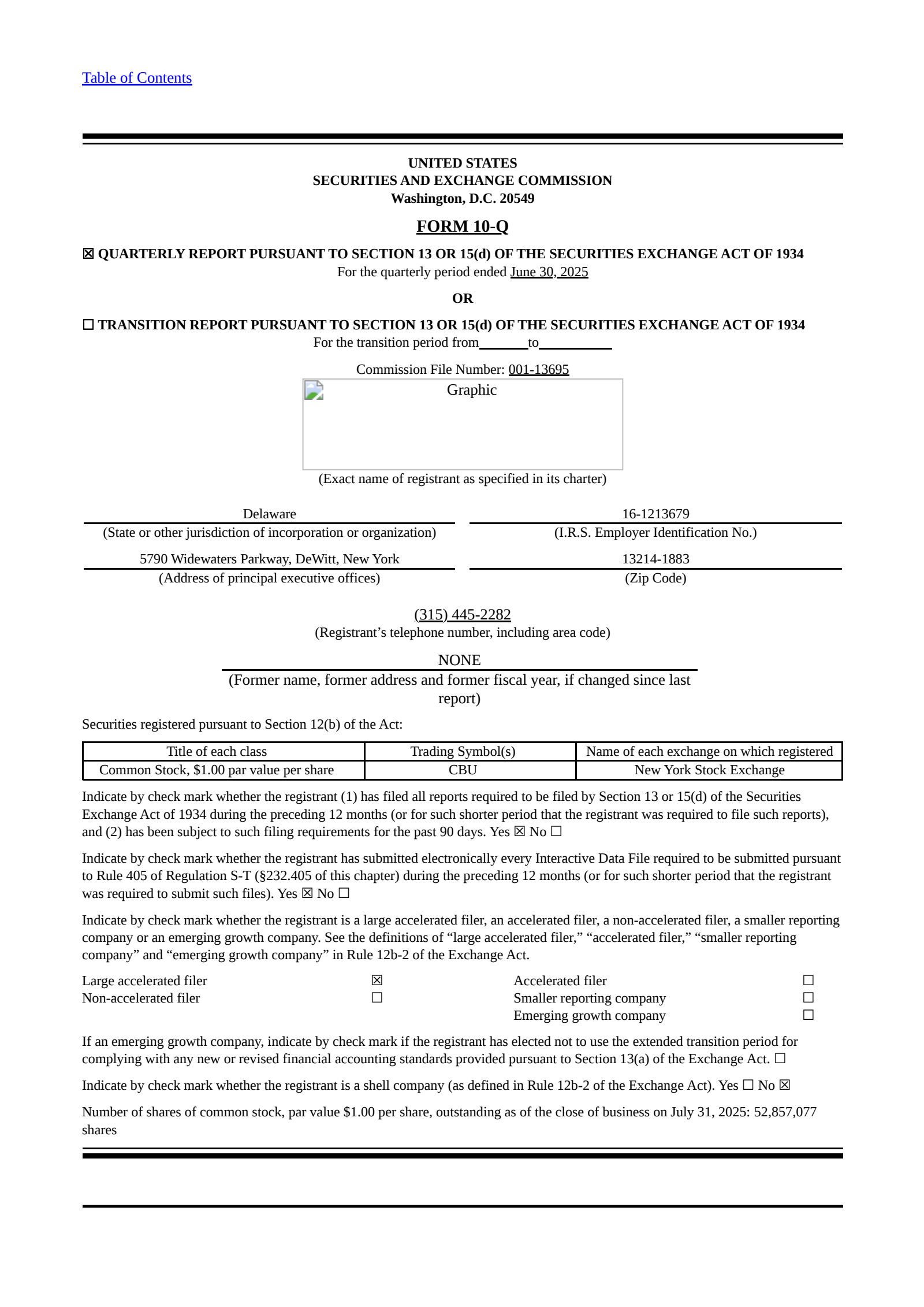 Community Financial System's Q2 2025 Quarterly report