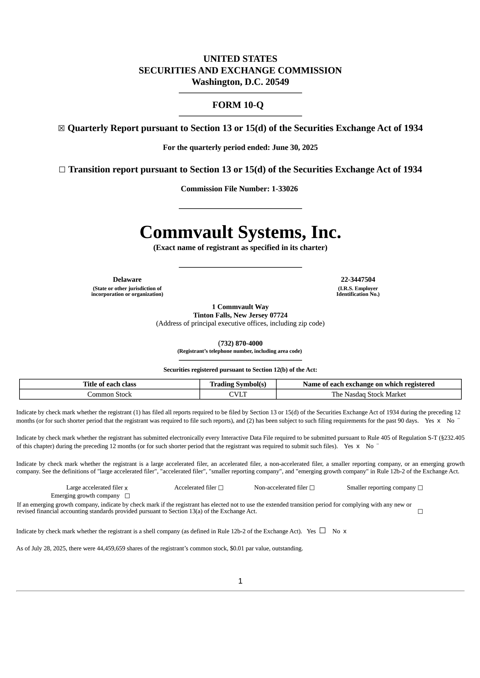 CommVault Systems' Q1 2026 Quarterly report