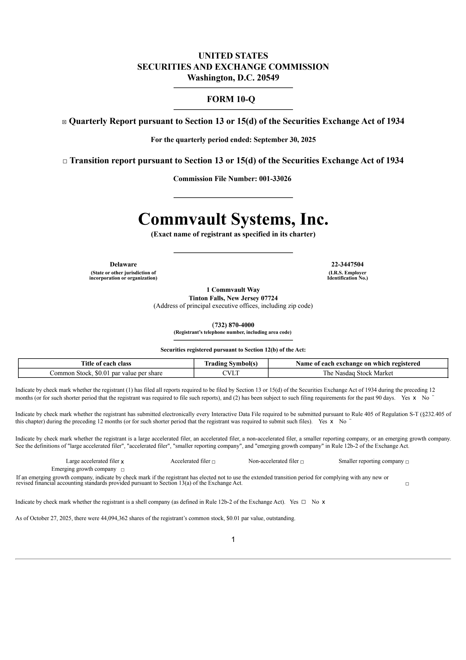 CommVault Systems' Q2 2026 Quarterly Report