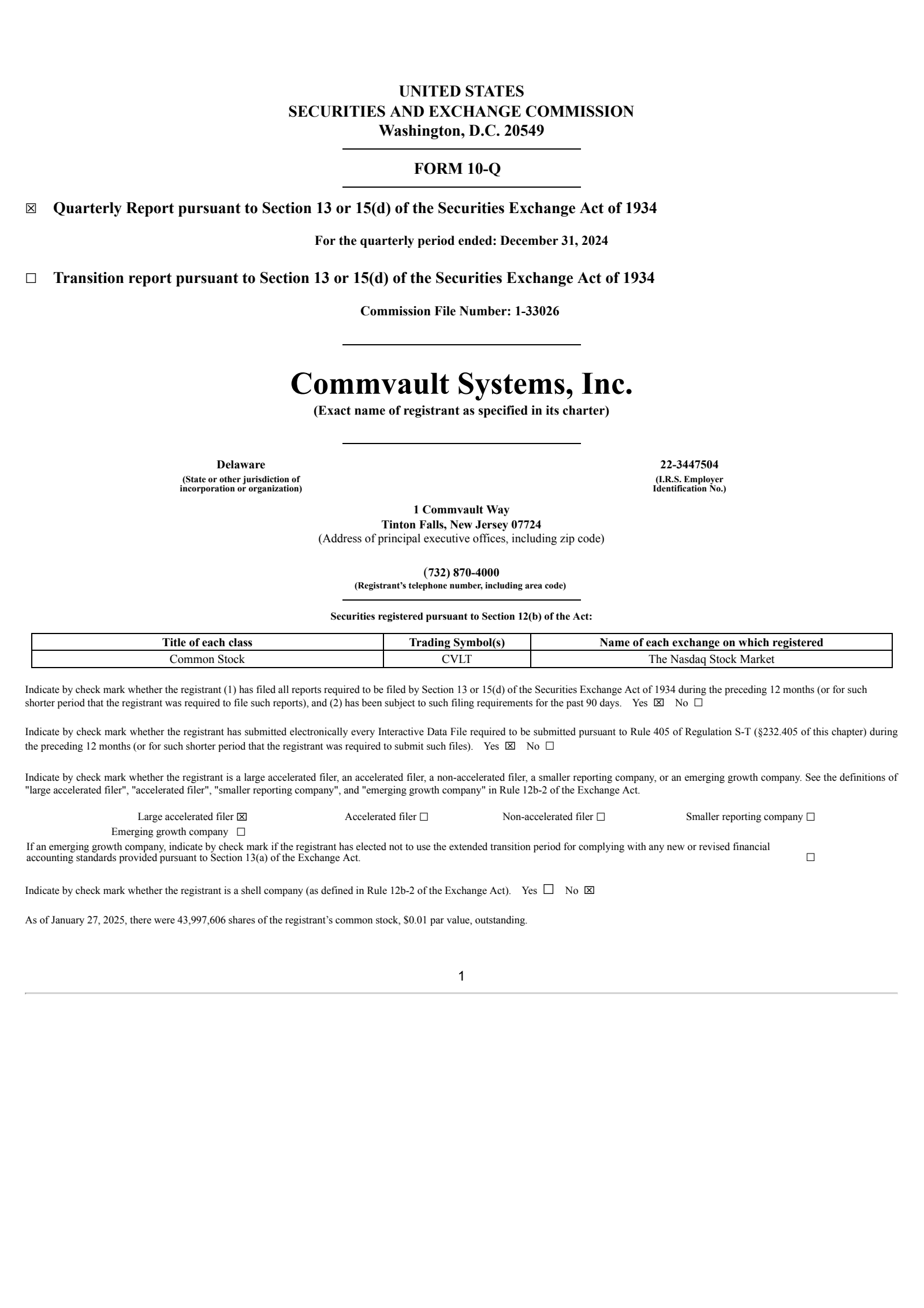 CommVault Systems' Q3 2025 Quarterly Report