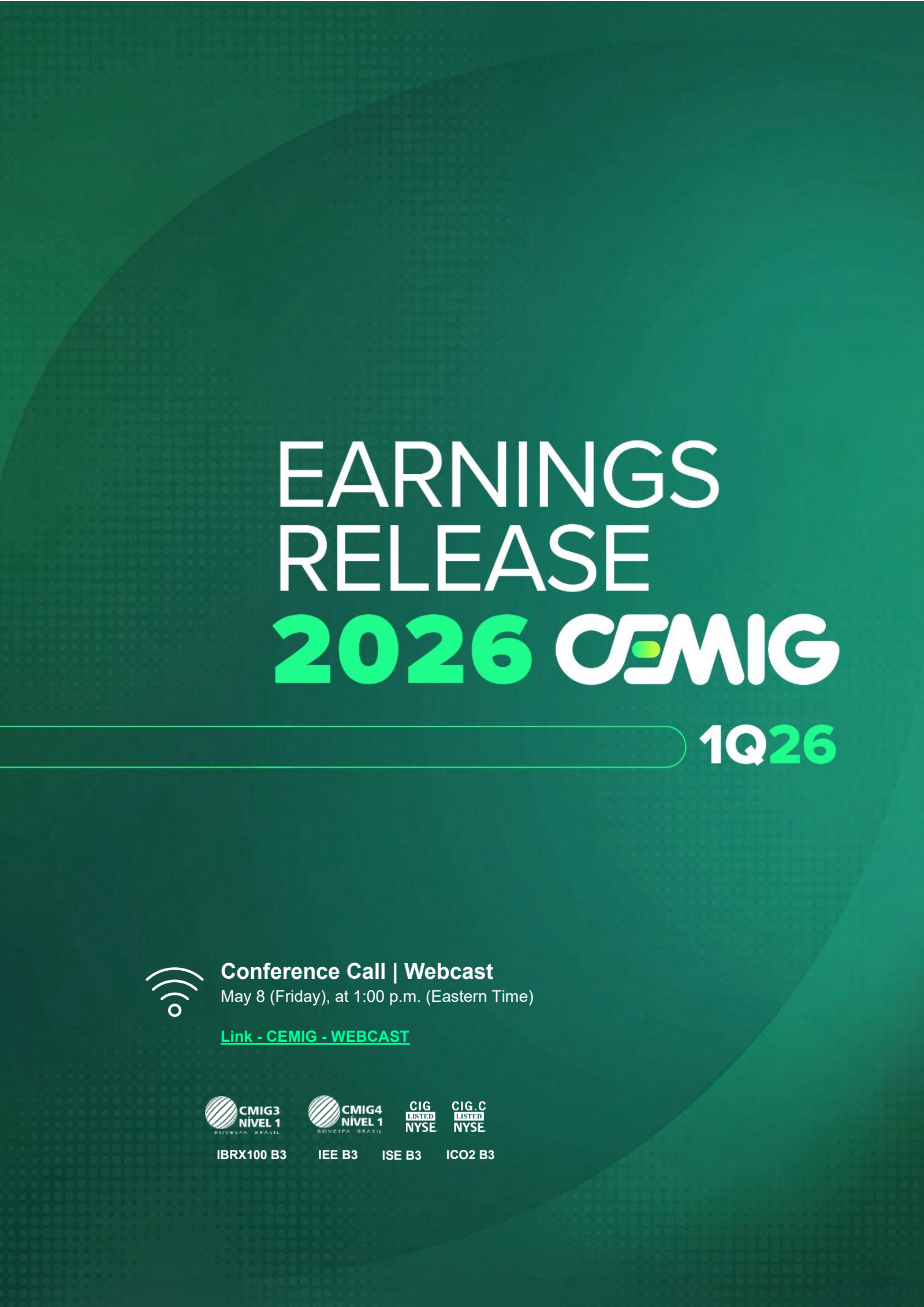 Comp En De Mn Cemig ADS's Q1 2026 Press Release