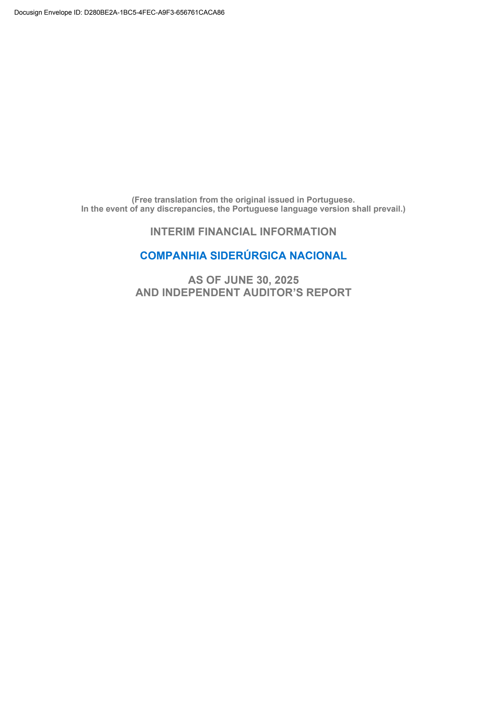 National Steel's Q2 2025 Interim Report