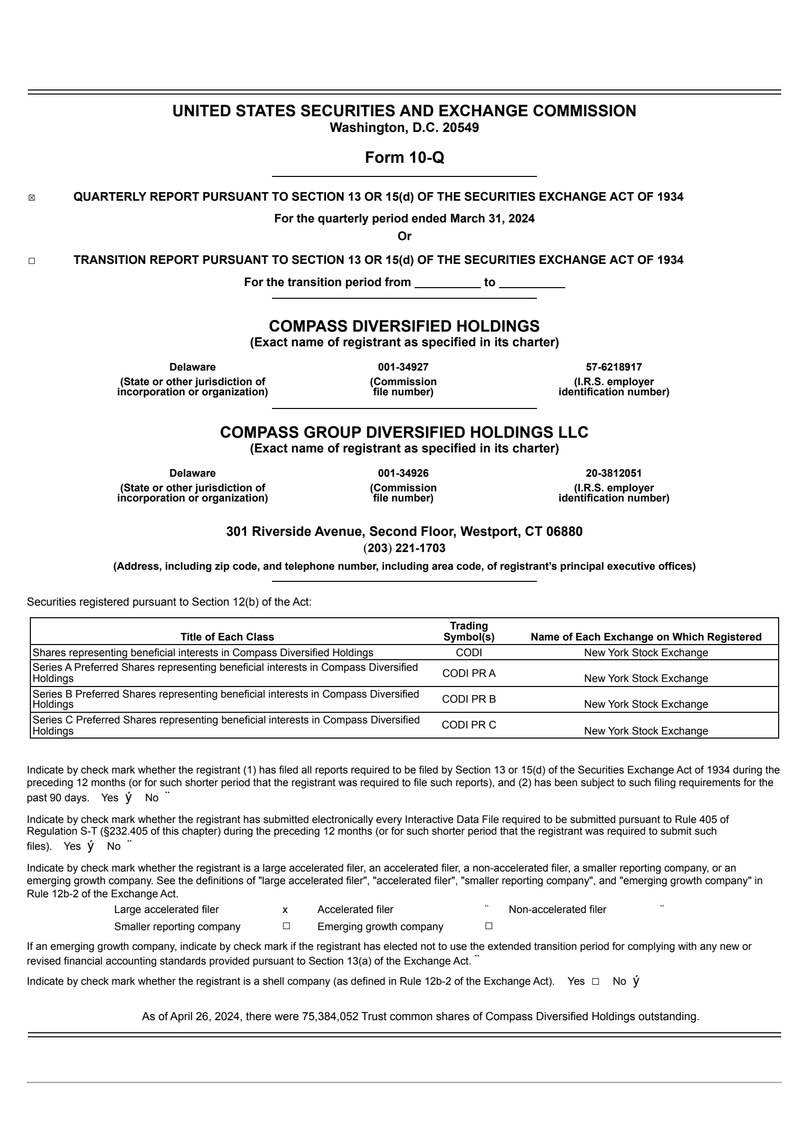 Compass Diversified's Q1 2024 Quarterly report