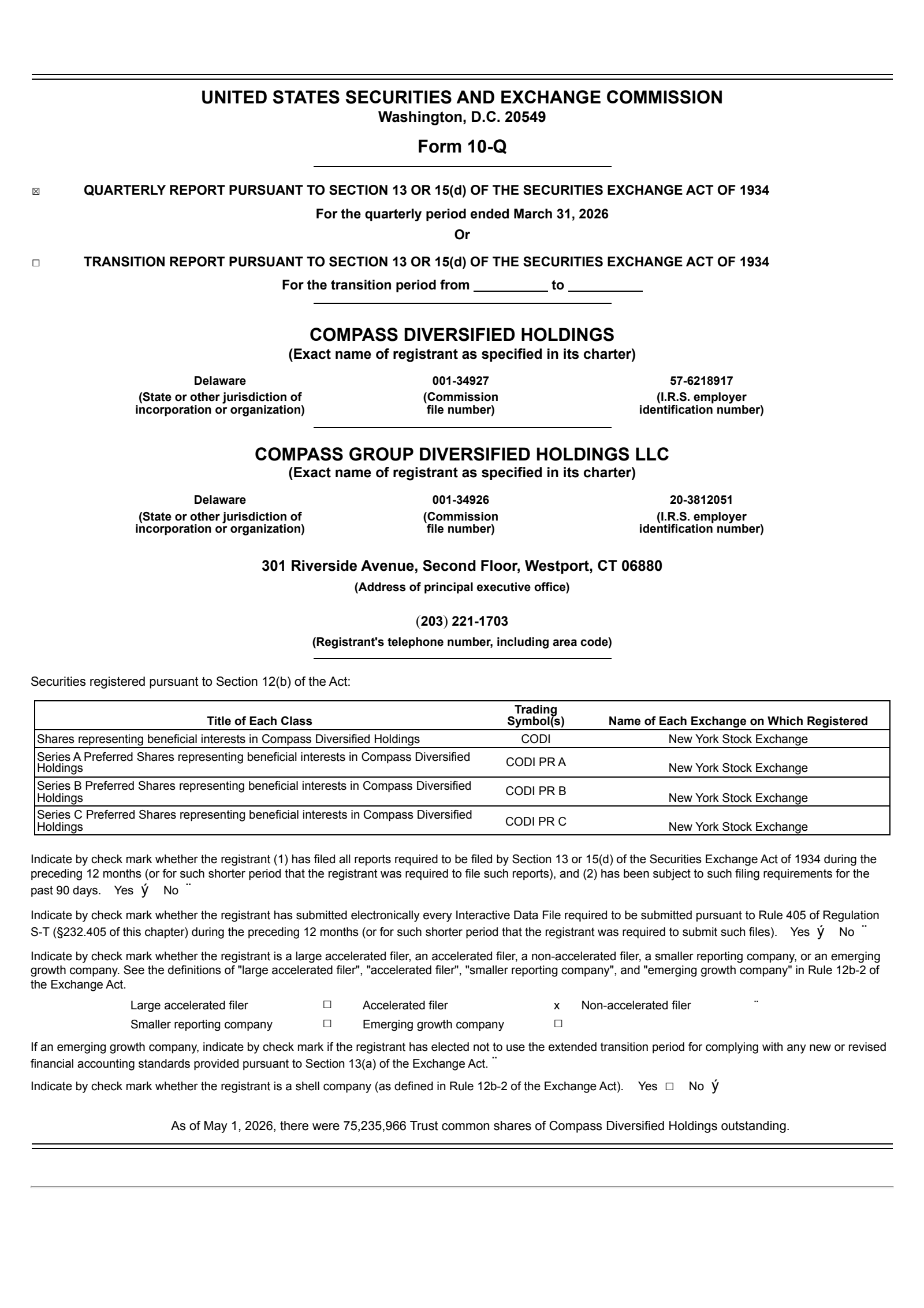Compass Diversified's Q1 2026 Quarterly report