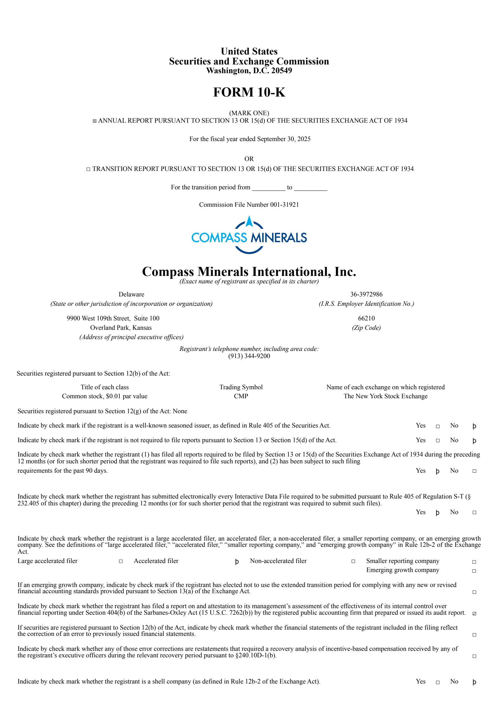 Compass Minerals International's Q4 2025 Annual Report