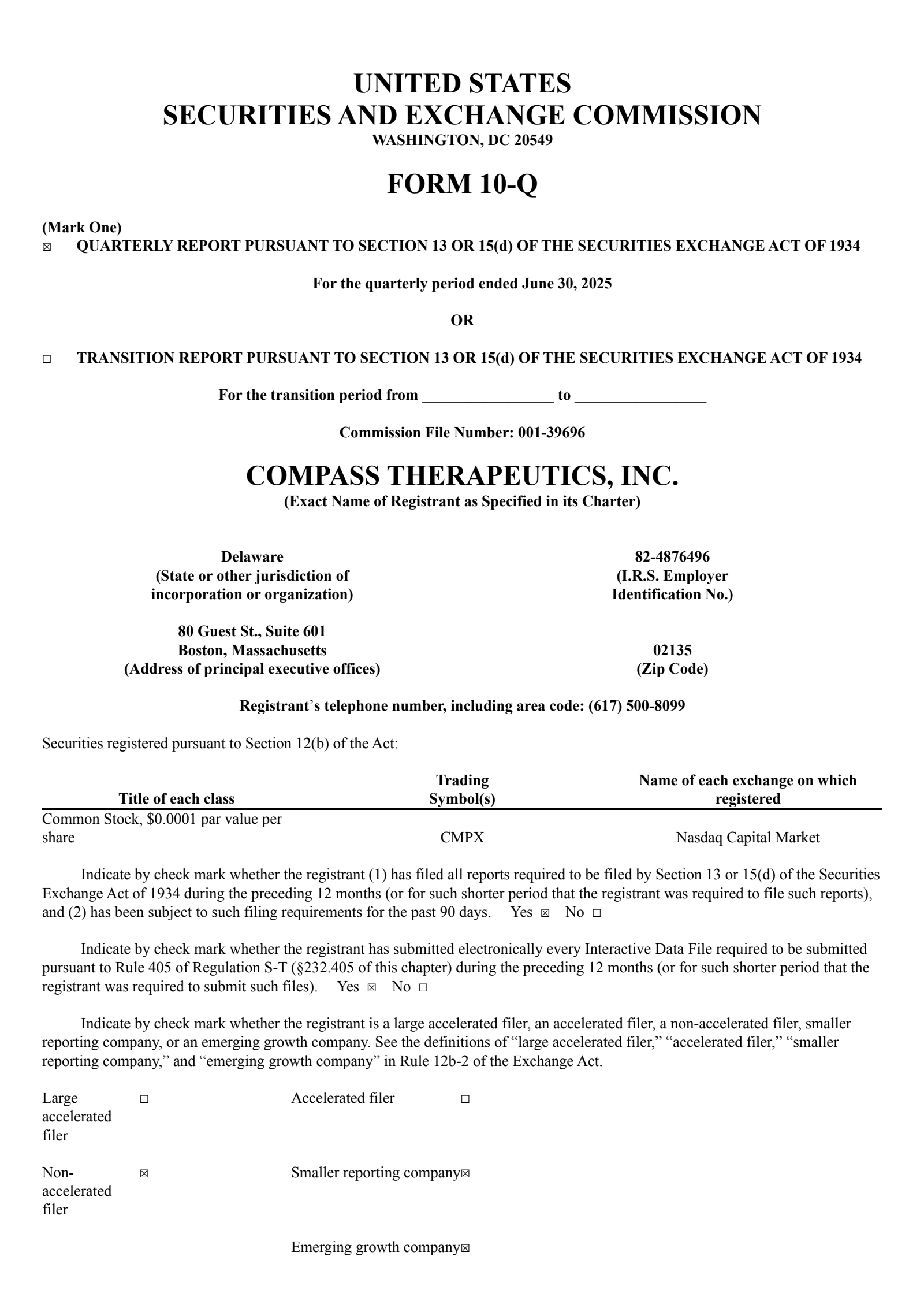 Compass Therapeutics' Q2 2025 Quarterly report