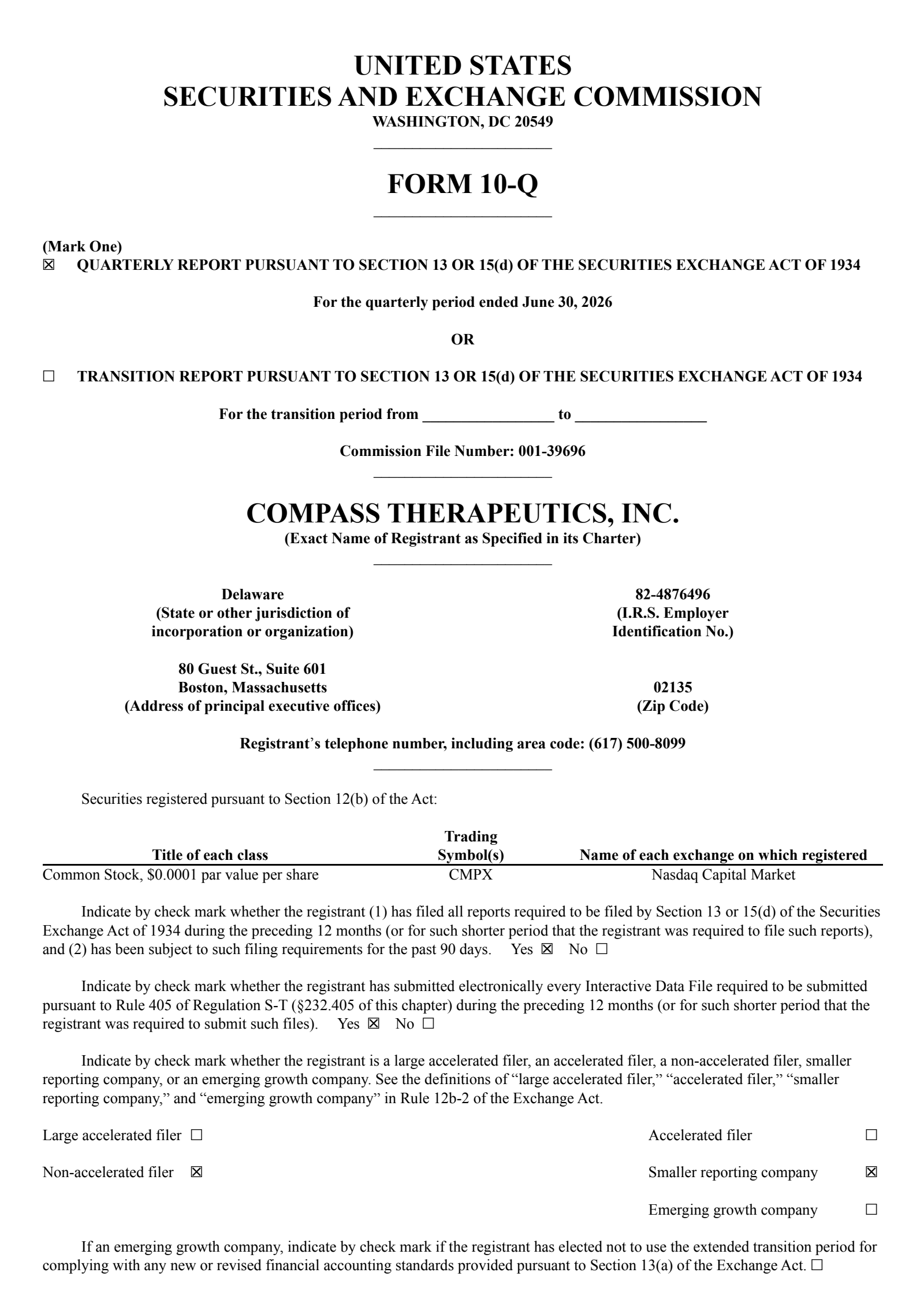 Compass Therapeutics' Q2 2026 Quarterly report