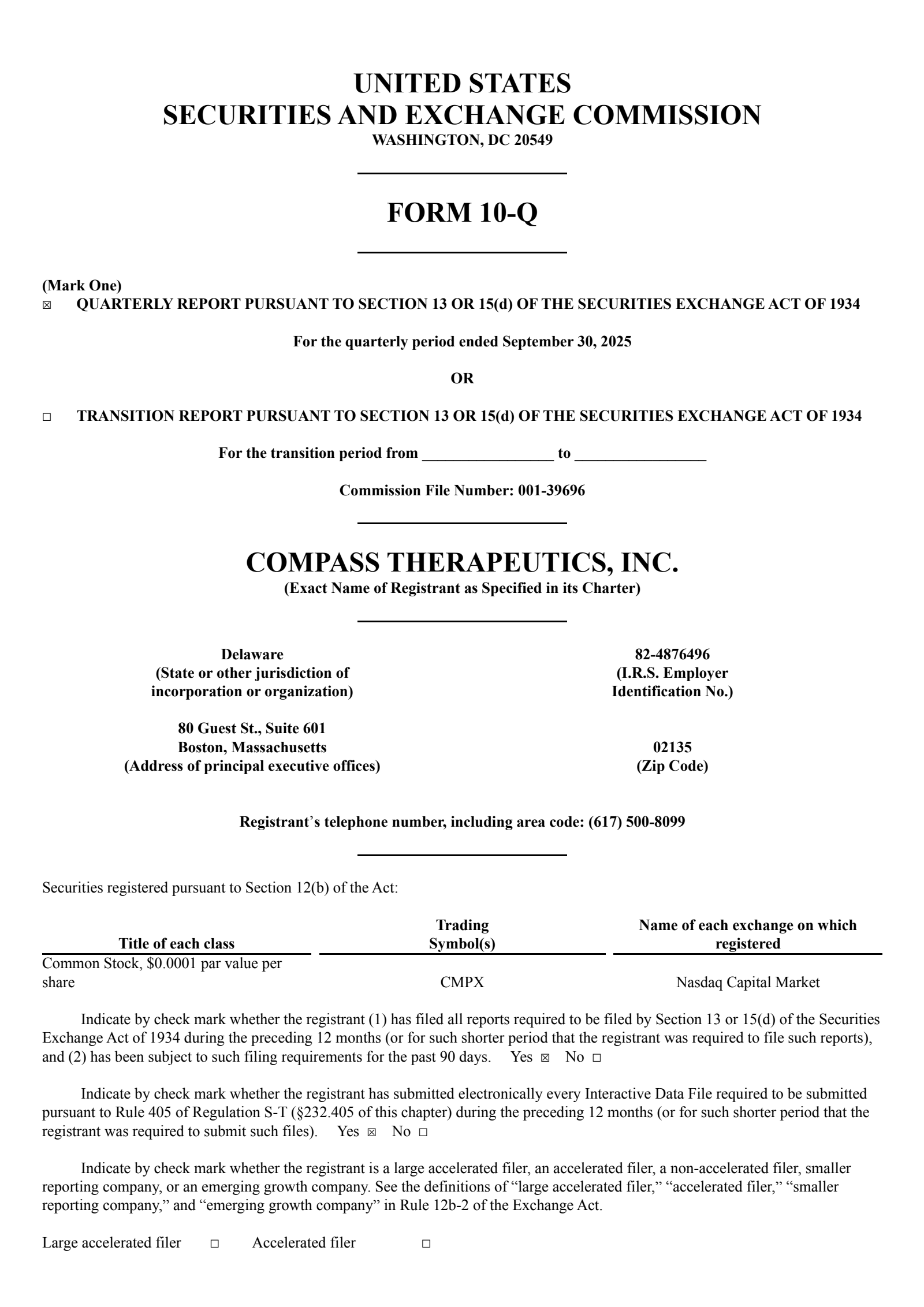 Compass Therapeutics' Q3 2025 Quarterly Report