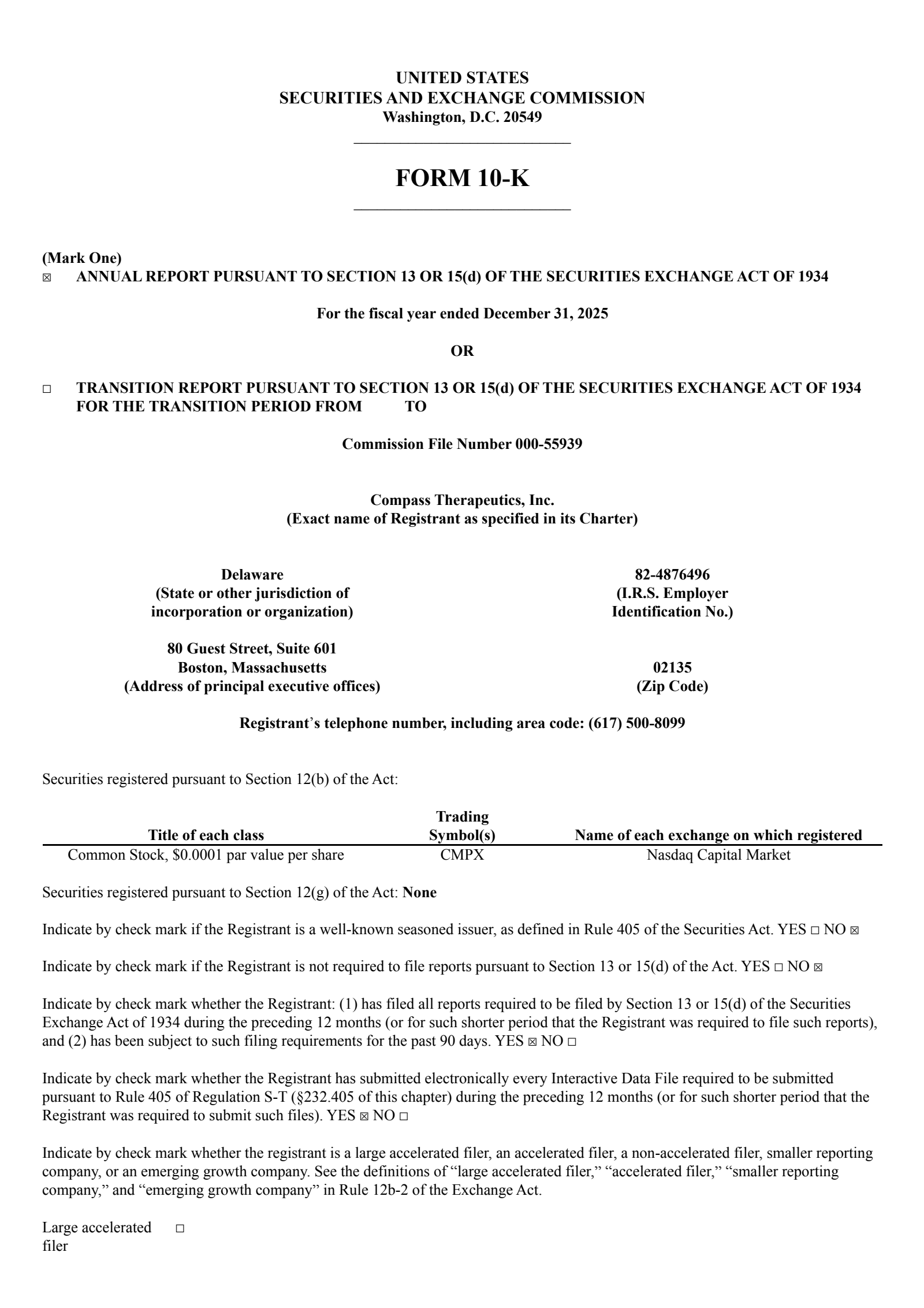 Compass Therapeutics' Q4 2025 Annual report