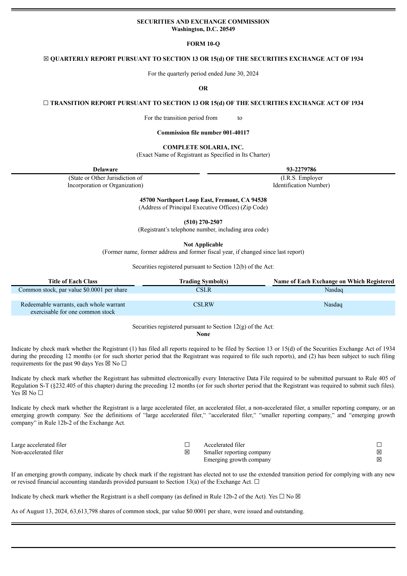 CSLM Acquisition's Q2 2024 Quarterly Report