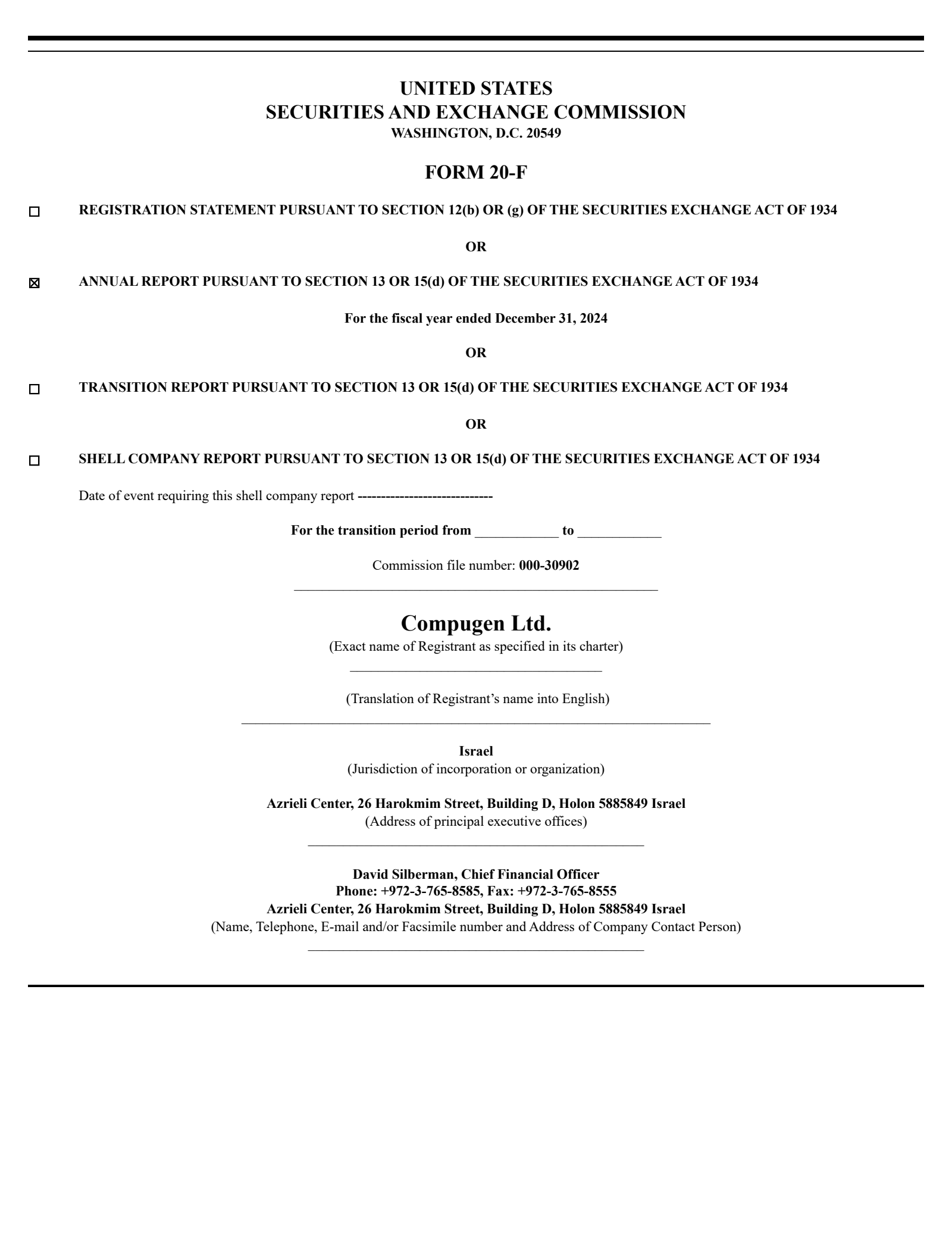 Compugen's Q4 2024 Annual Report
