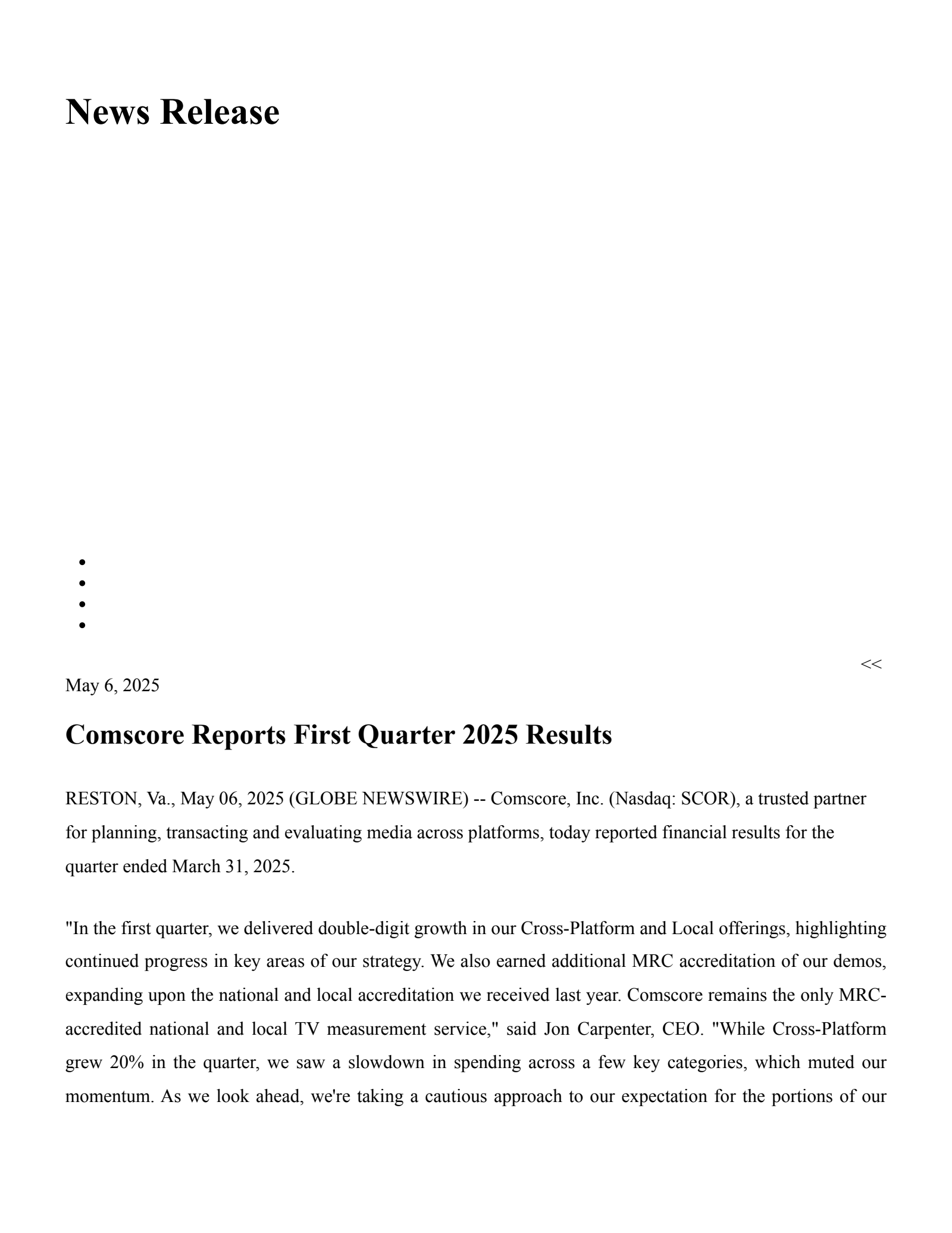 comScore's Q1 2025 Press Release