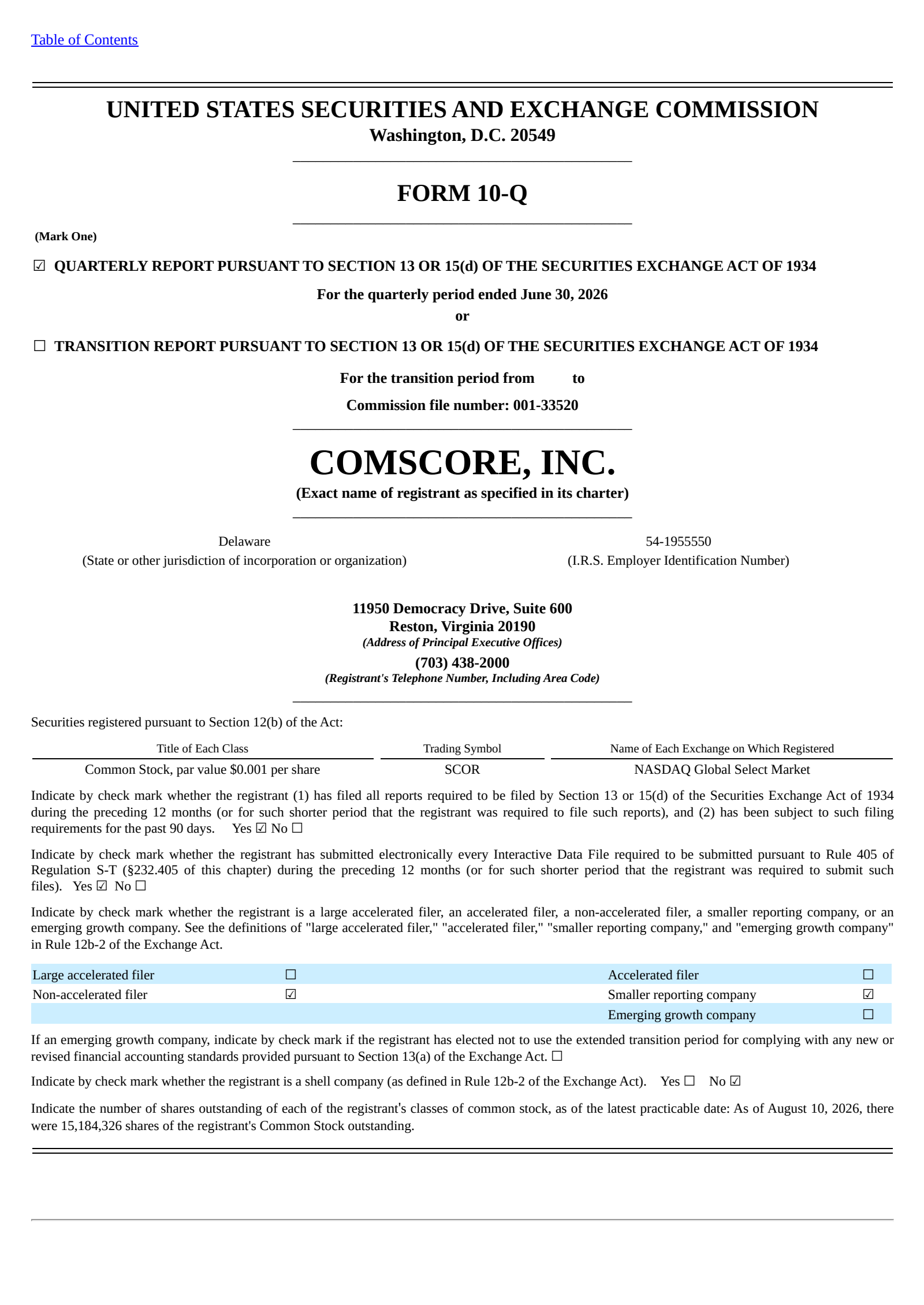 comScore's Q2 2026 Quarterly report