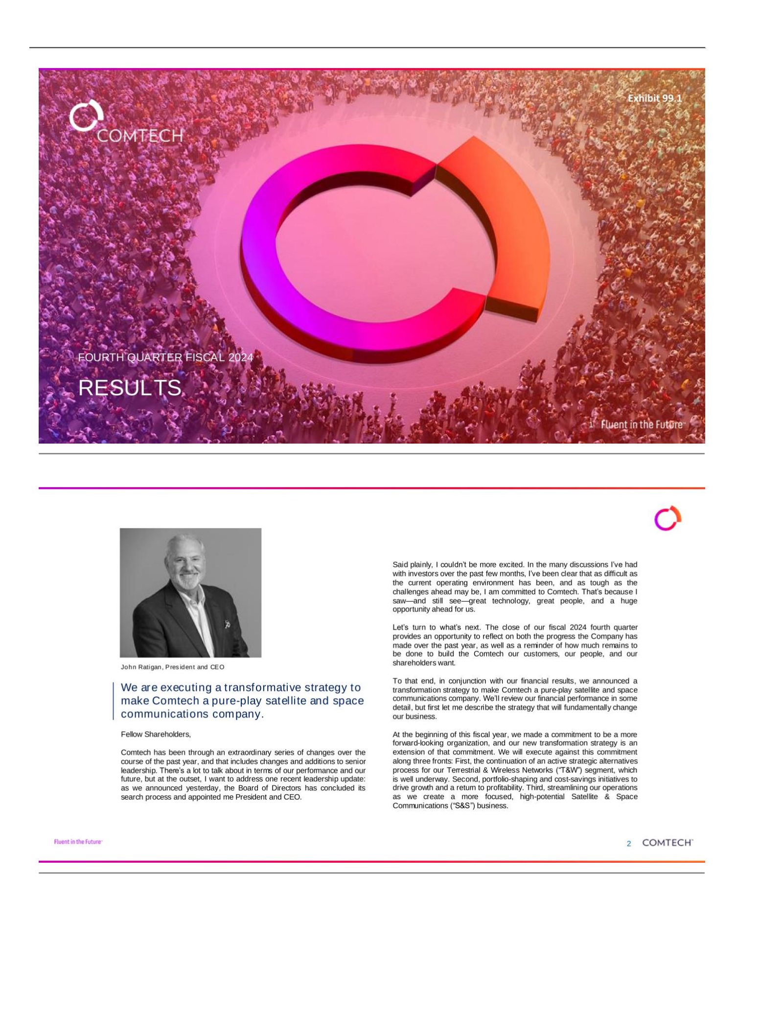 Comtech Telecommunications' Q4 2024 Press Release