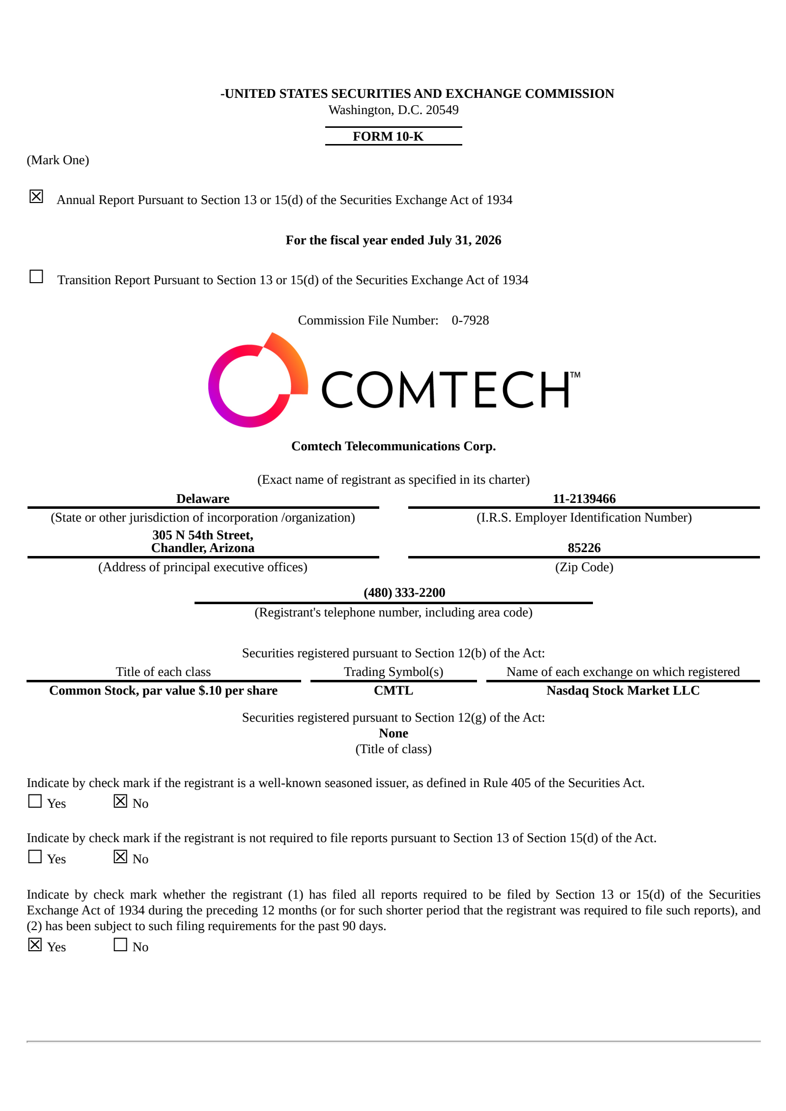 Comtech Telecommunications (CMTL) Q4 2026 Earnings Date, Time & Estimates