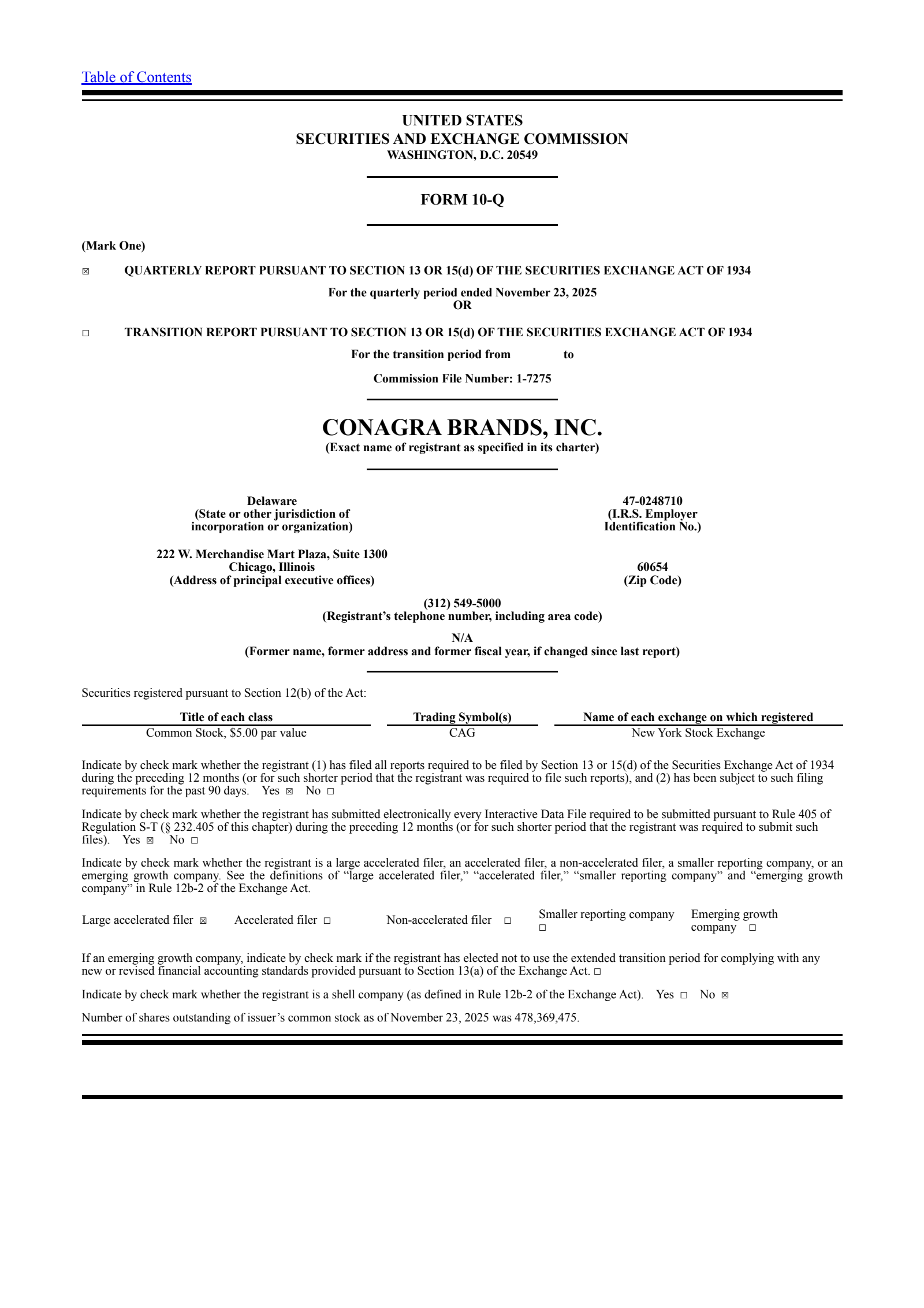 Conagra Brands' Q2 2026 Prepared Remarks Quarterly Report