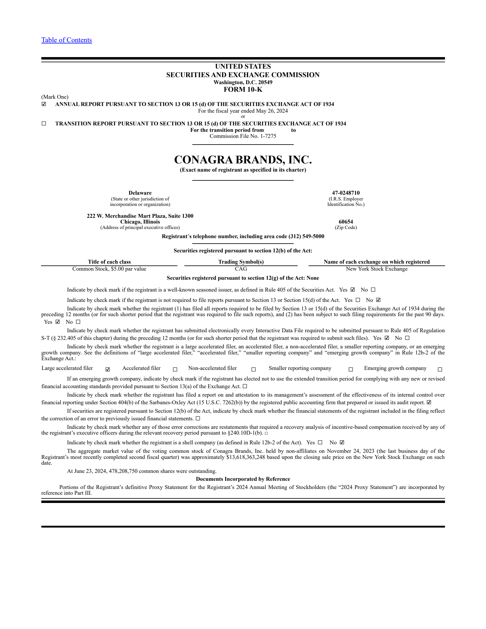 Conagra Brands' Q4 2024 Prepared Remarks Annual Report