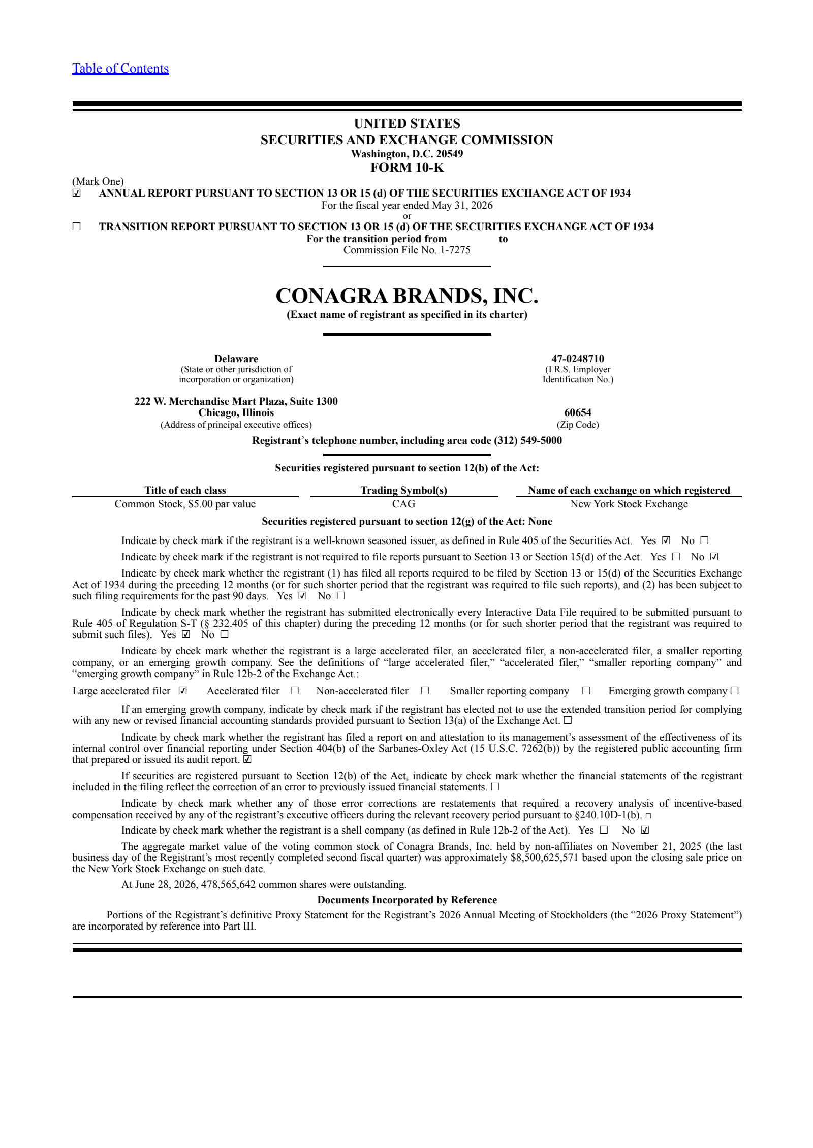 Conagra Brands' Q4 2026 Prepared Remarks Annual report
