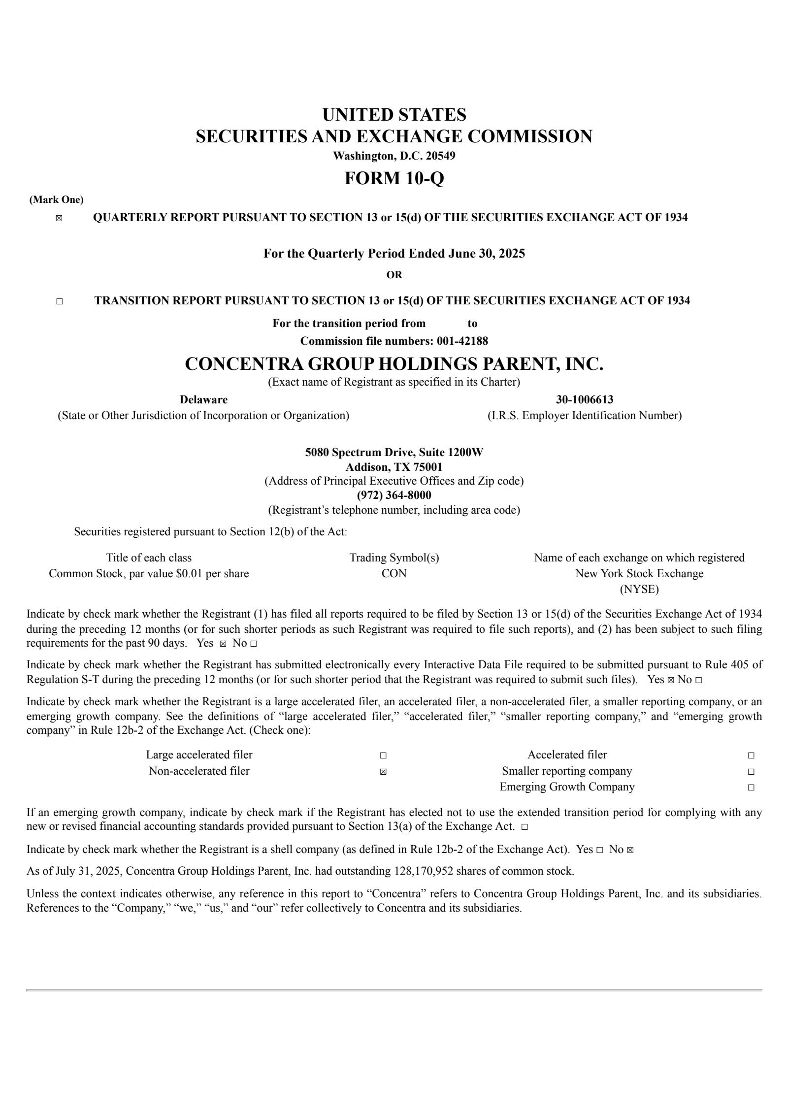 Concentra Group Holdings Parent's Q2 2025 Quarterly report
