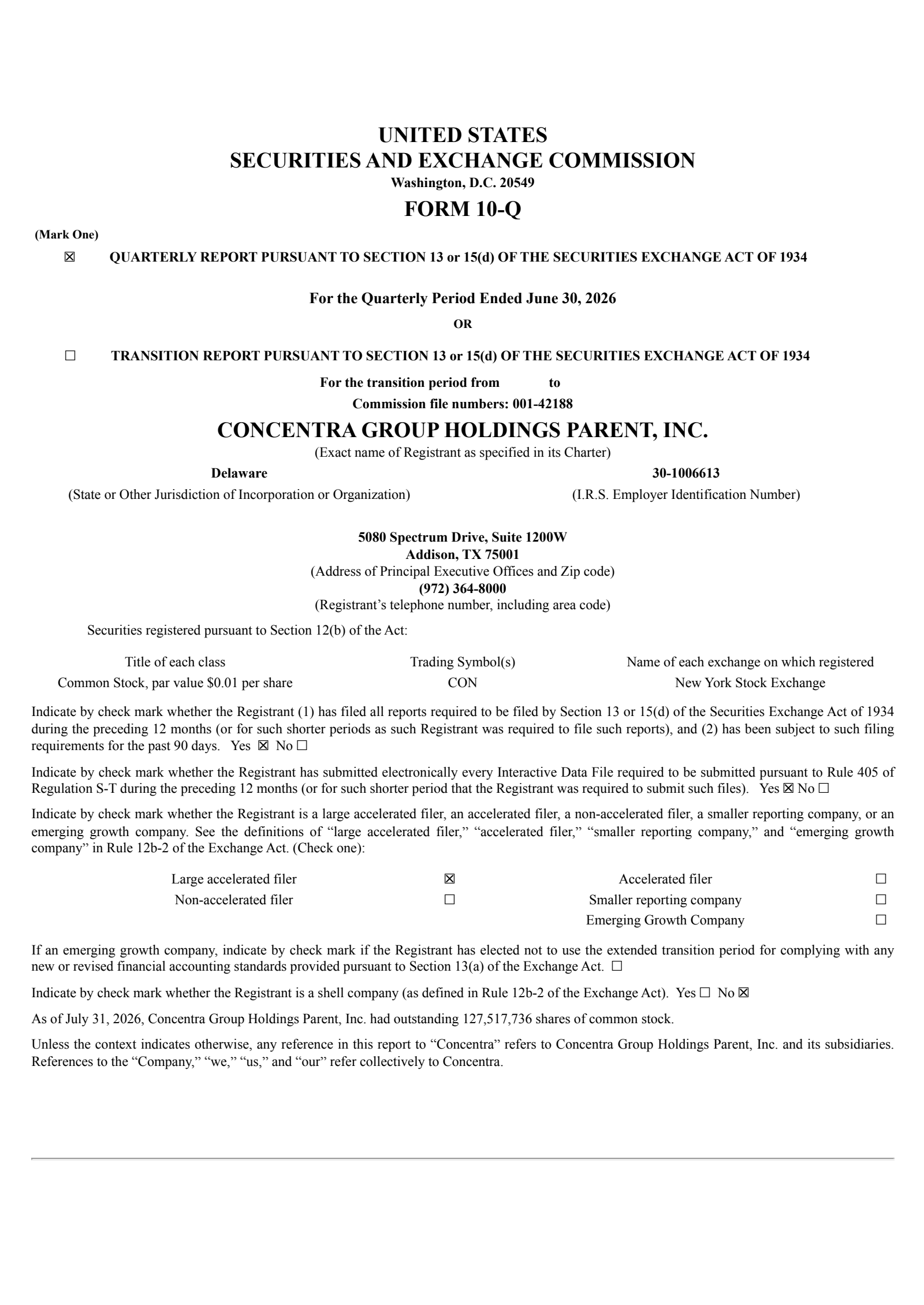Concentra Group Holdings Parent's Q2 2026 Quarterly report