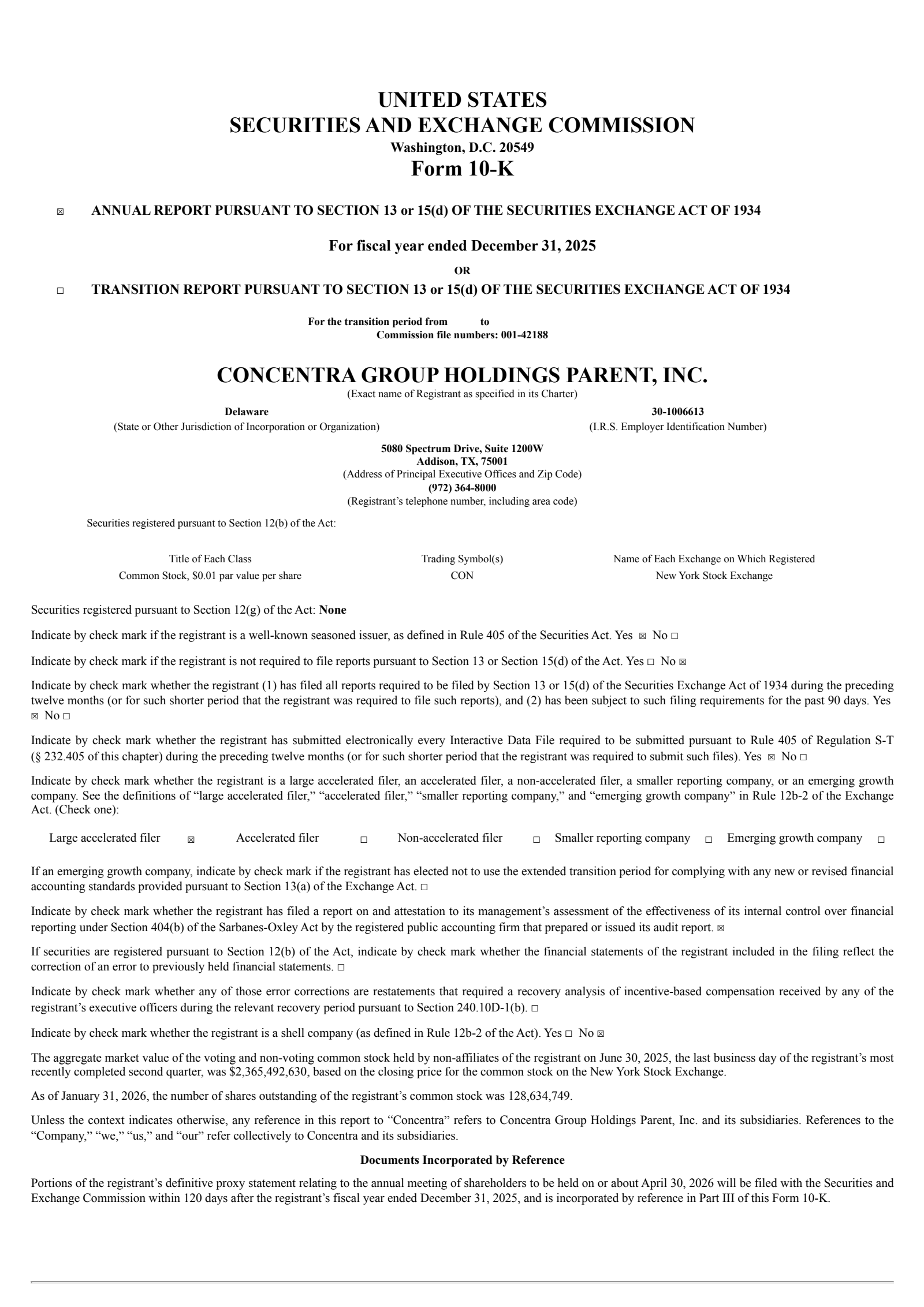 Concentra Group Holdings Parent's Q4 2025 Annual report