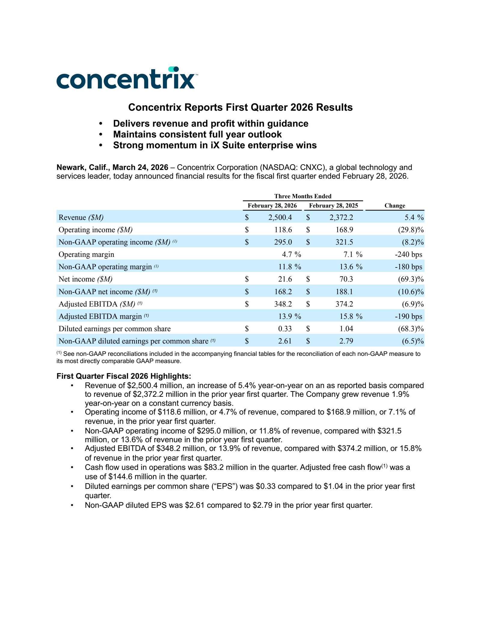 Concentrix's Q1 2026 Press Release