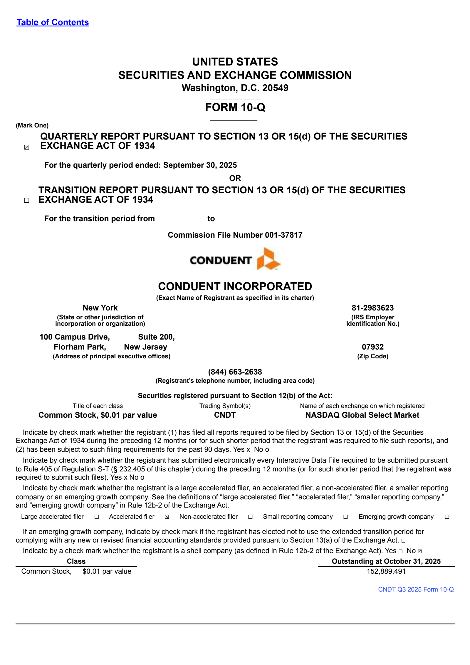 Conduent's Q3 2025 Quarterly Report