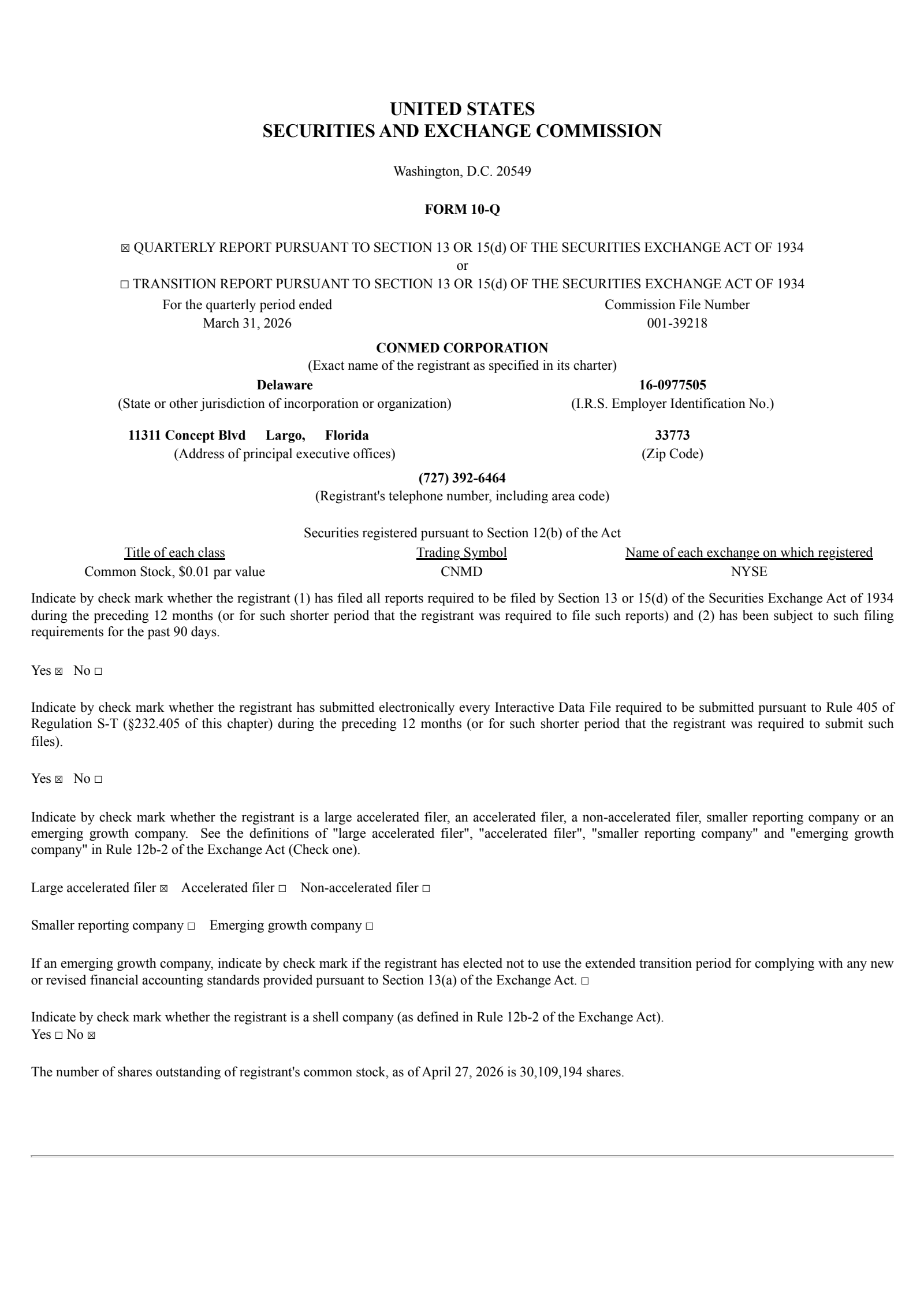CONMED's Q1 2026 Quarterly report