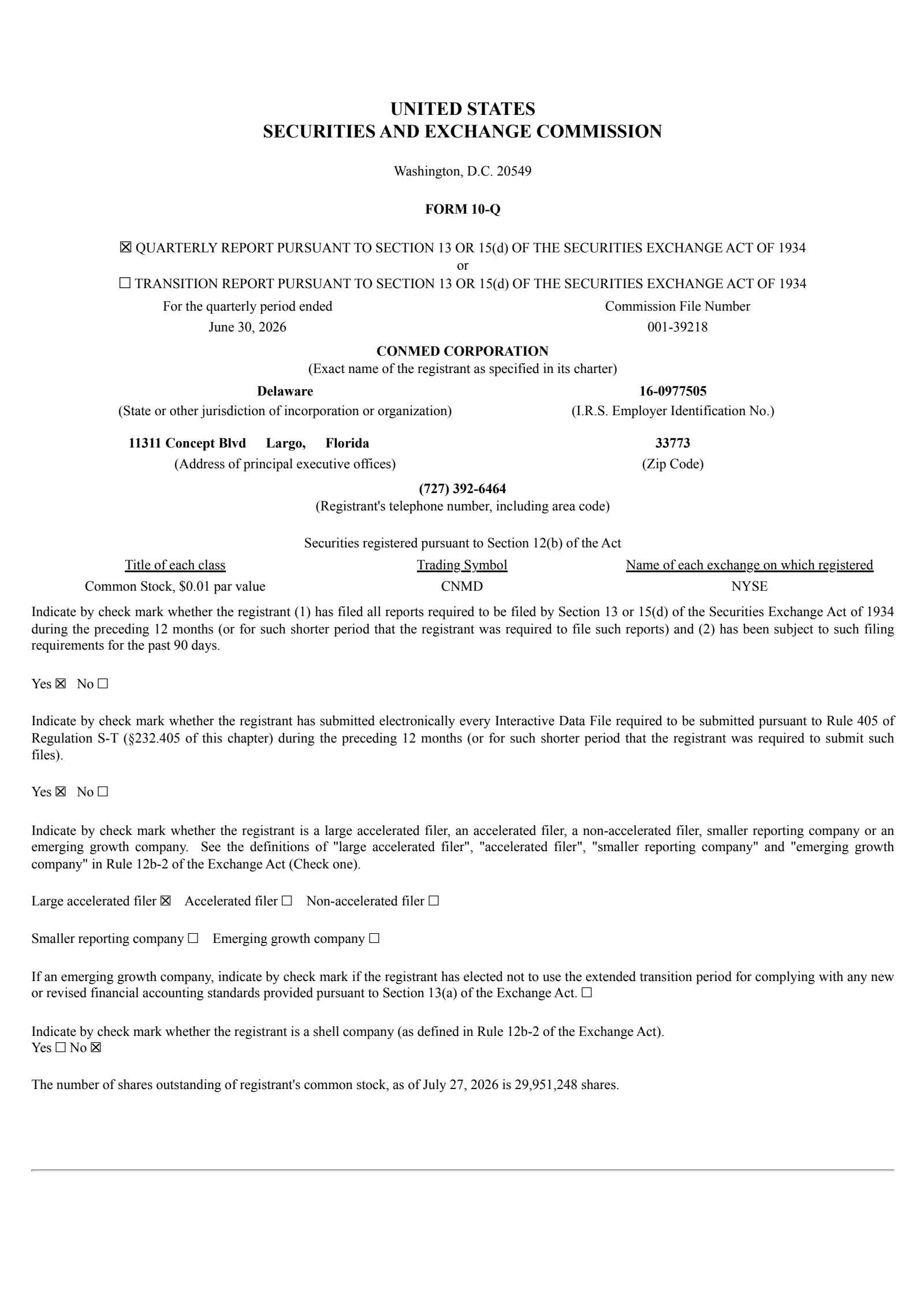CONMED's Q2 2026 Quarterly report