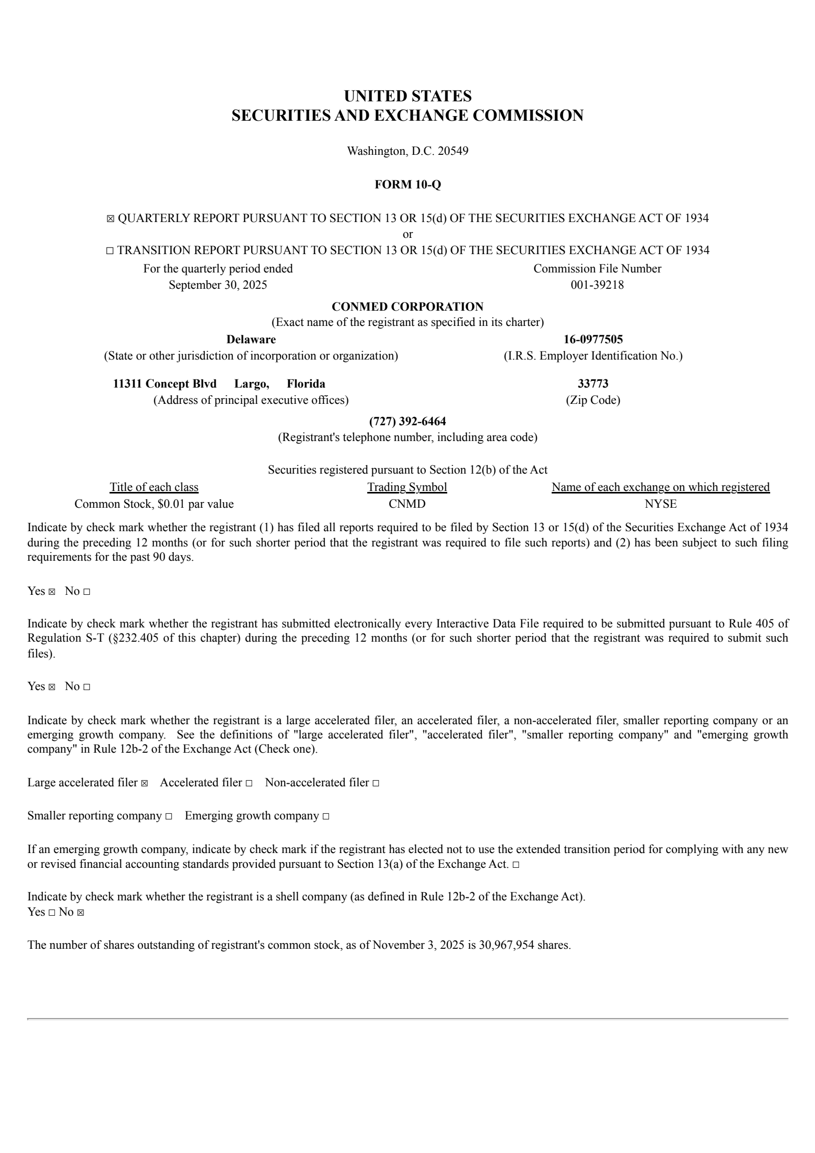 CONMED's Q3 2025 Quarterly Report