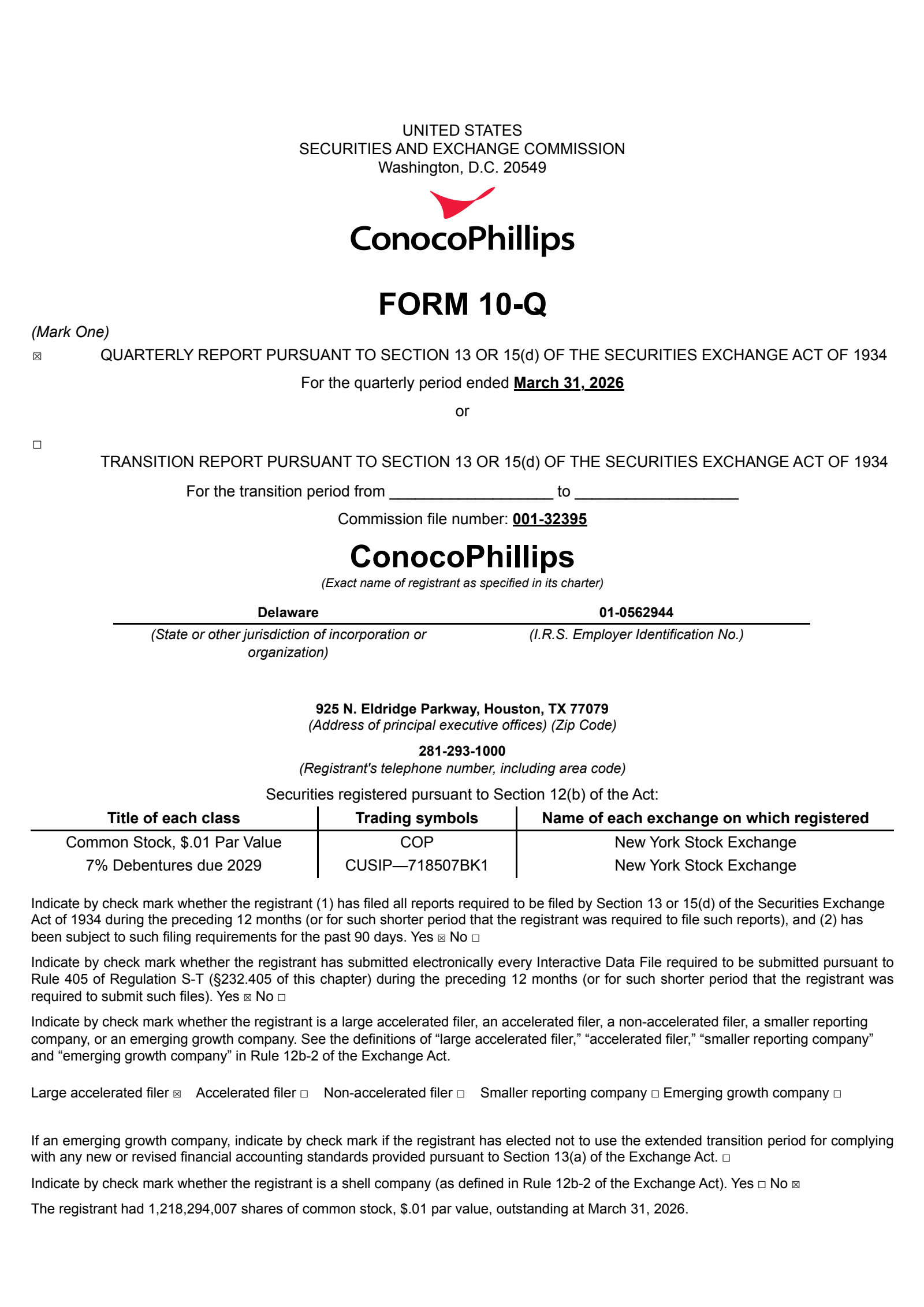 ConocoPhillips' Q1 2026 Quarterly report