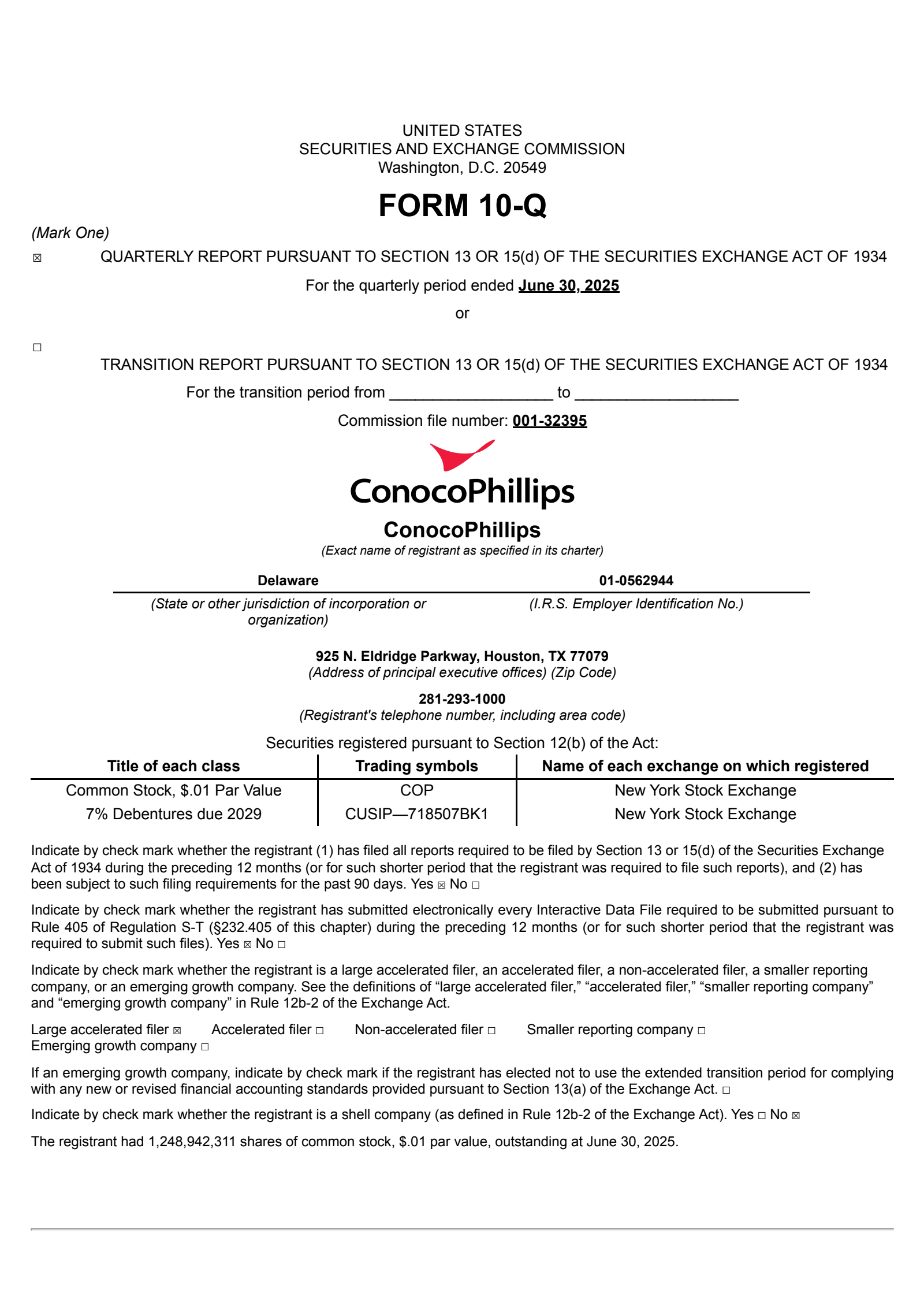 ConocoPhillips' Q2 2025 Quarterly report