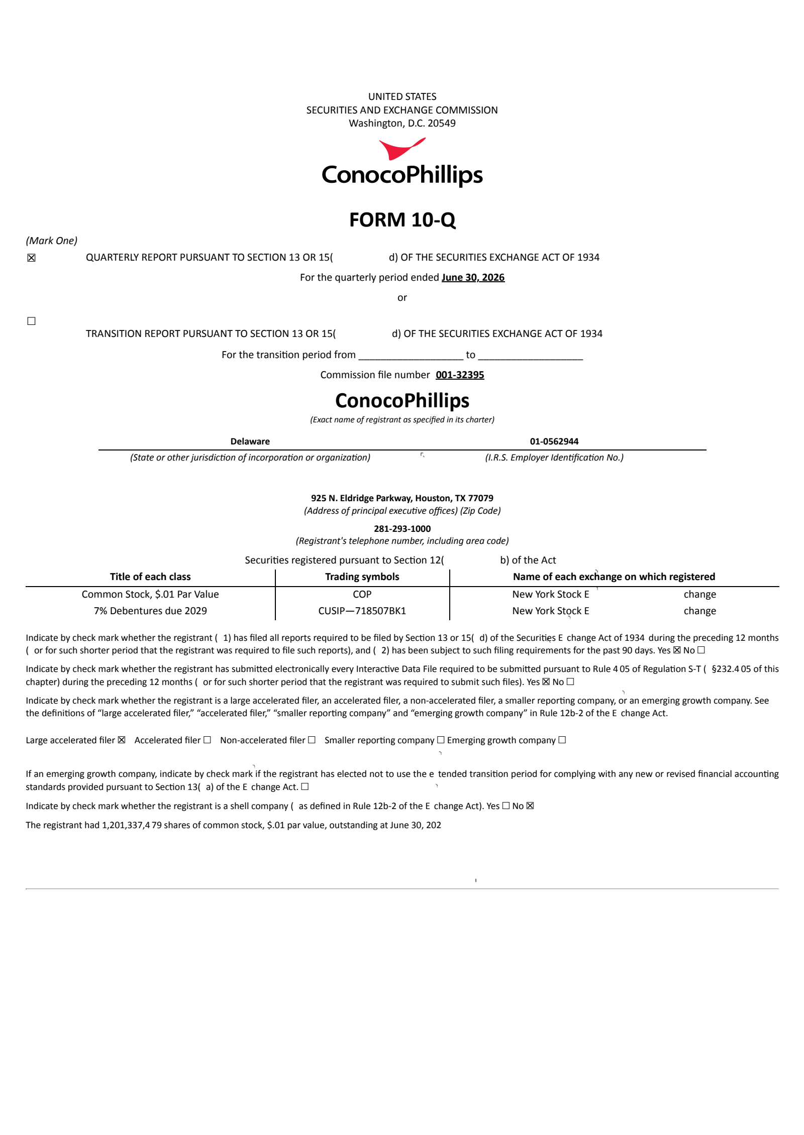 ConocoPhillips' Q2 2026 Quarterly report