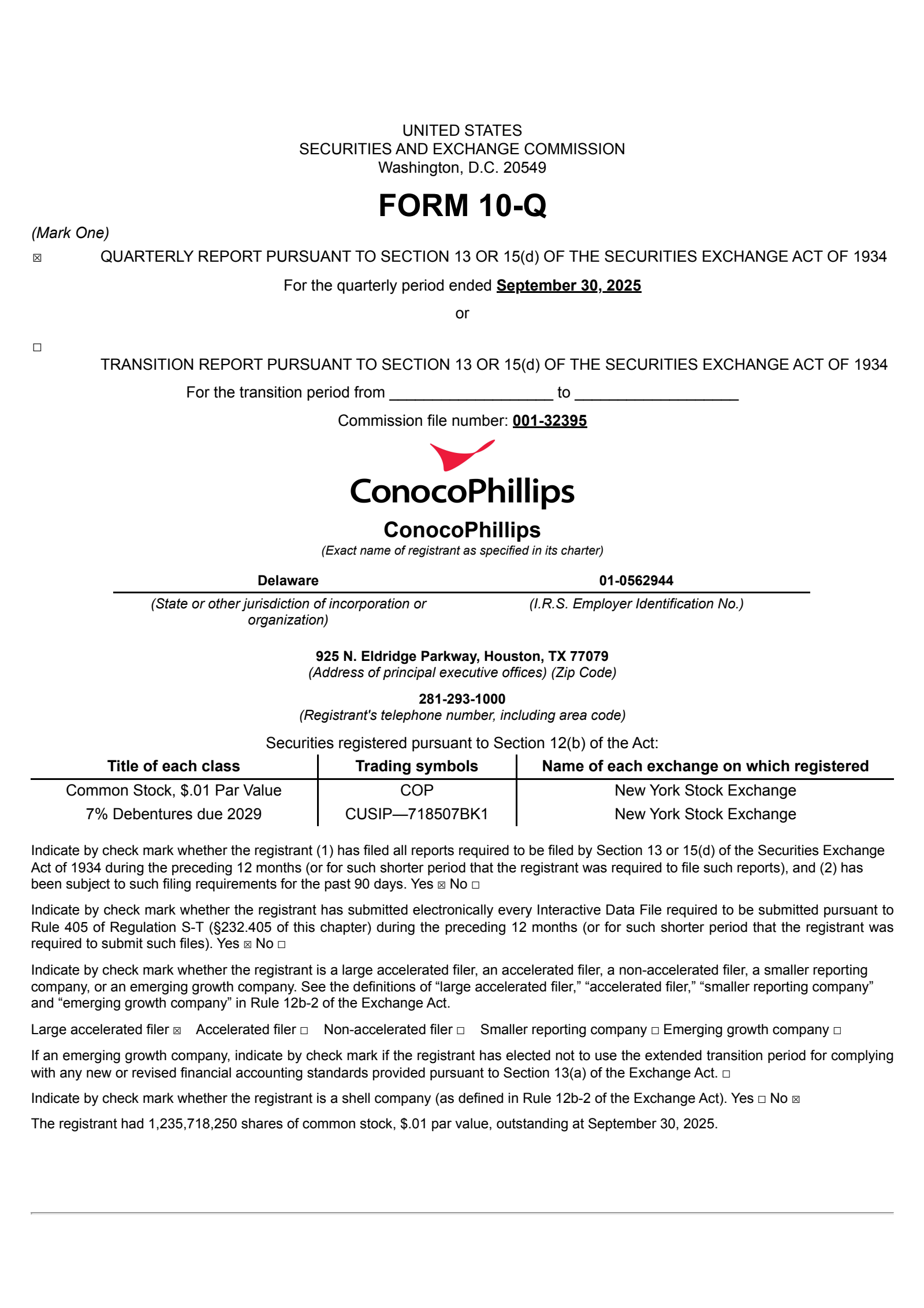 ConocoPhillips' Q3 2025 Quarterly Report