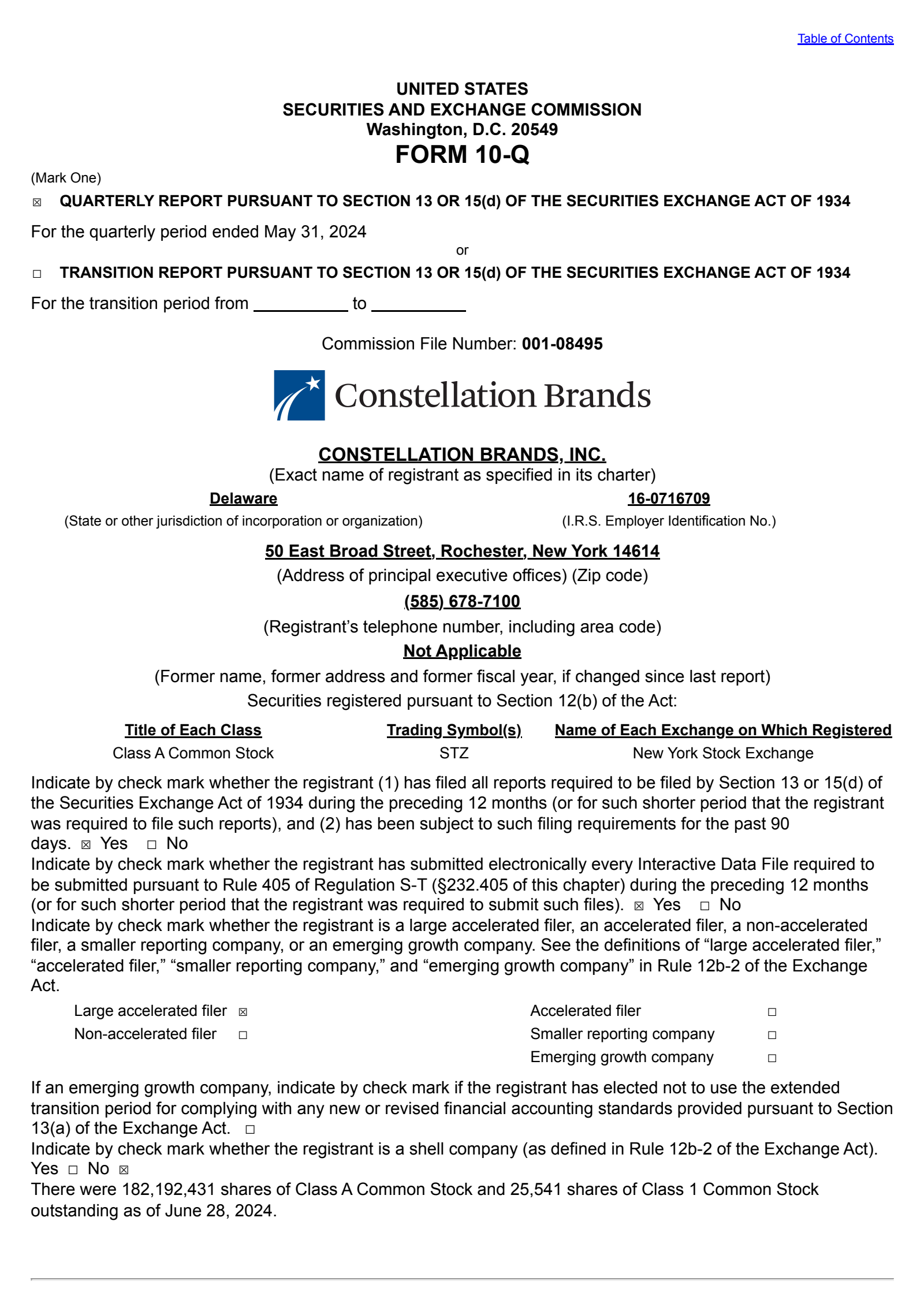 Constellation Brands' Q1 2025 Quarterly report