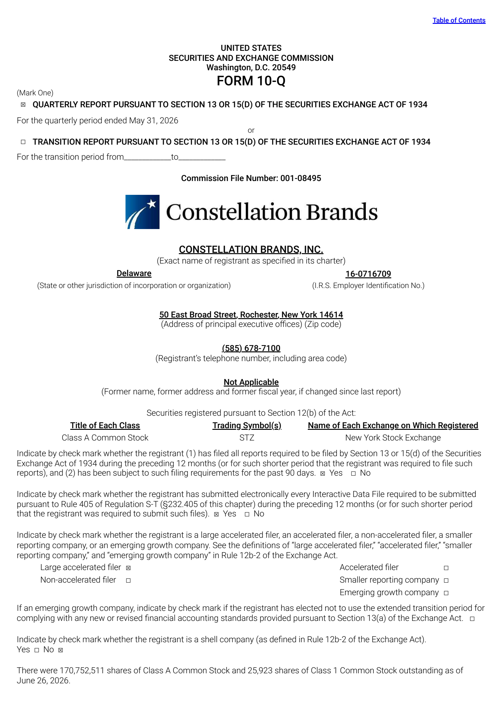 Constellation Brands' Q1 2027 Quarterly report