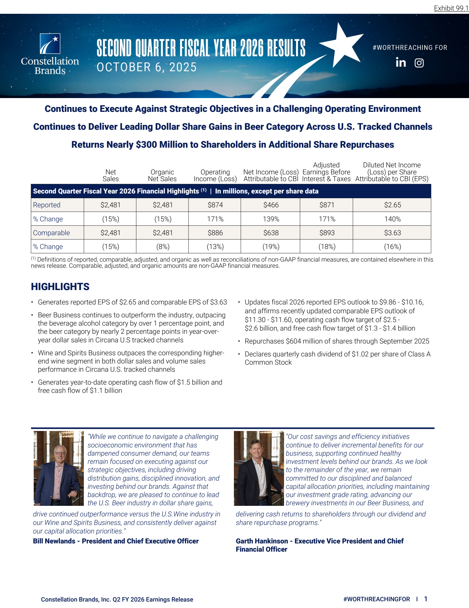 Constellation Brands' Q2 2026 Earnings Release