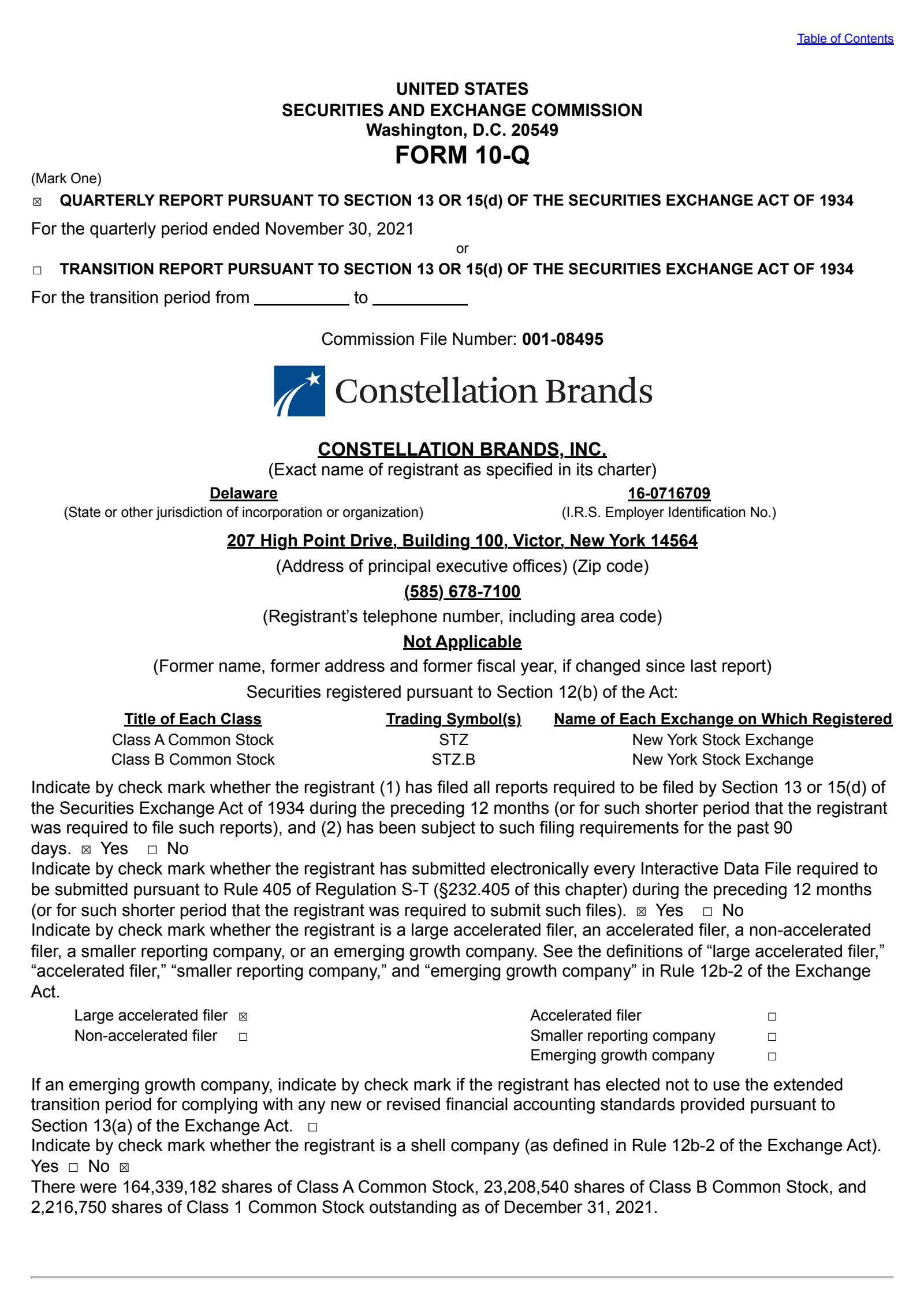 Constellation Brands' Q3 2022 Quarterly report