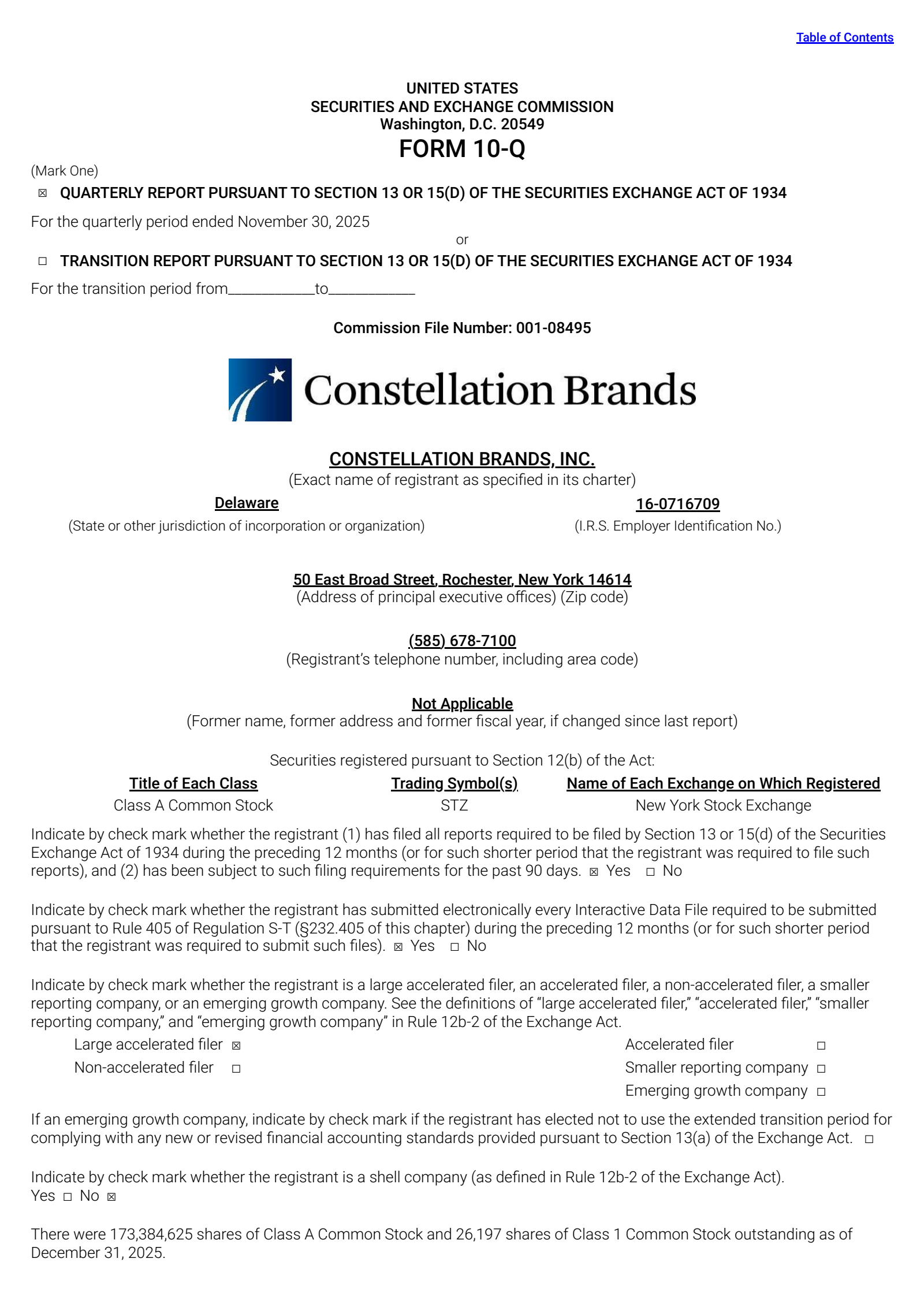 Constellation Brands' Q3 2026 Quarterly Report