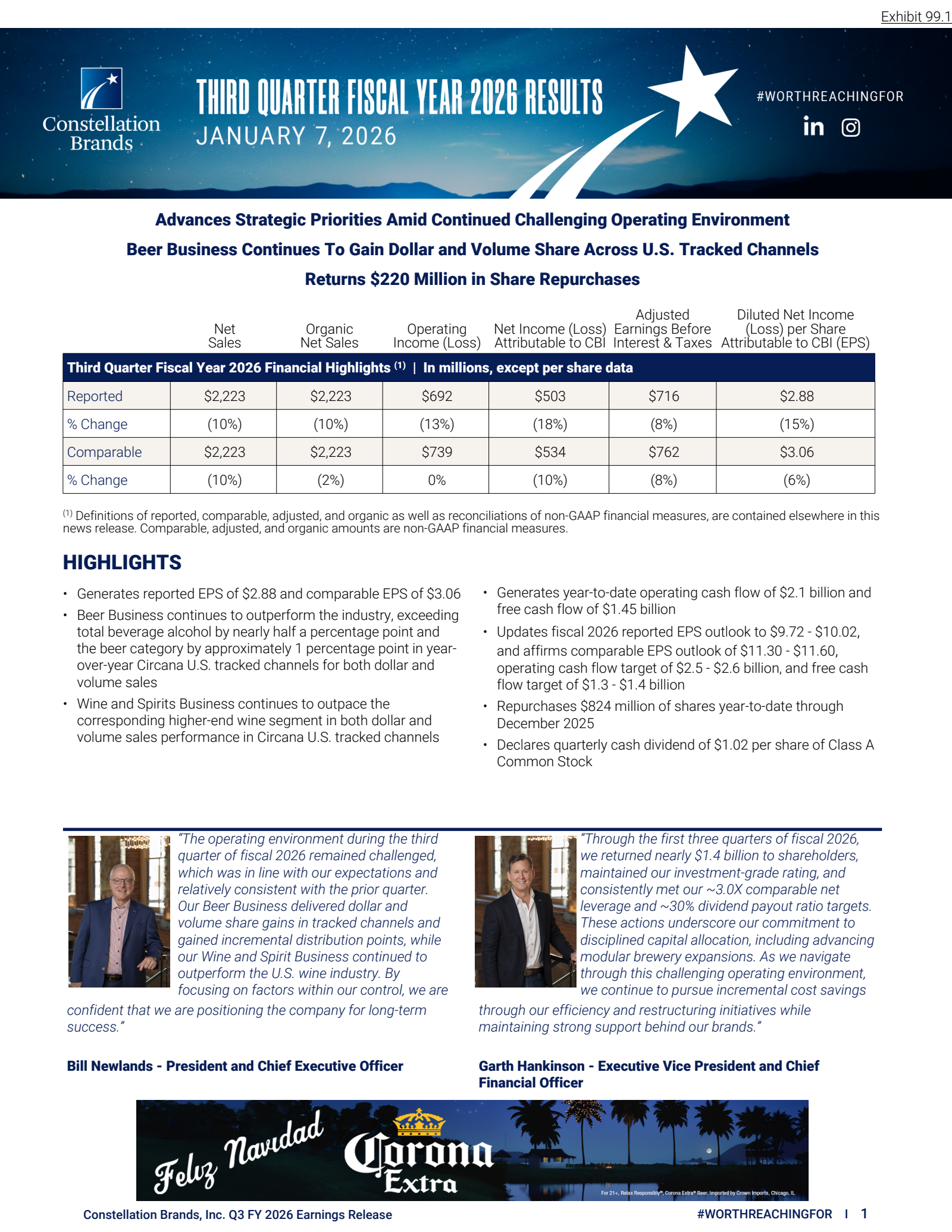 Constellation Brands' Q3 2026 Earnings Release