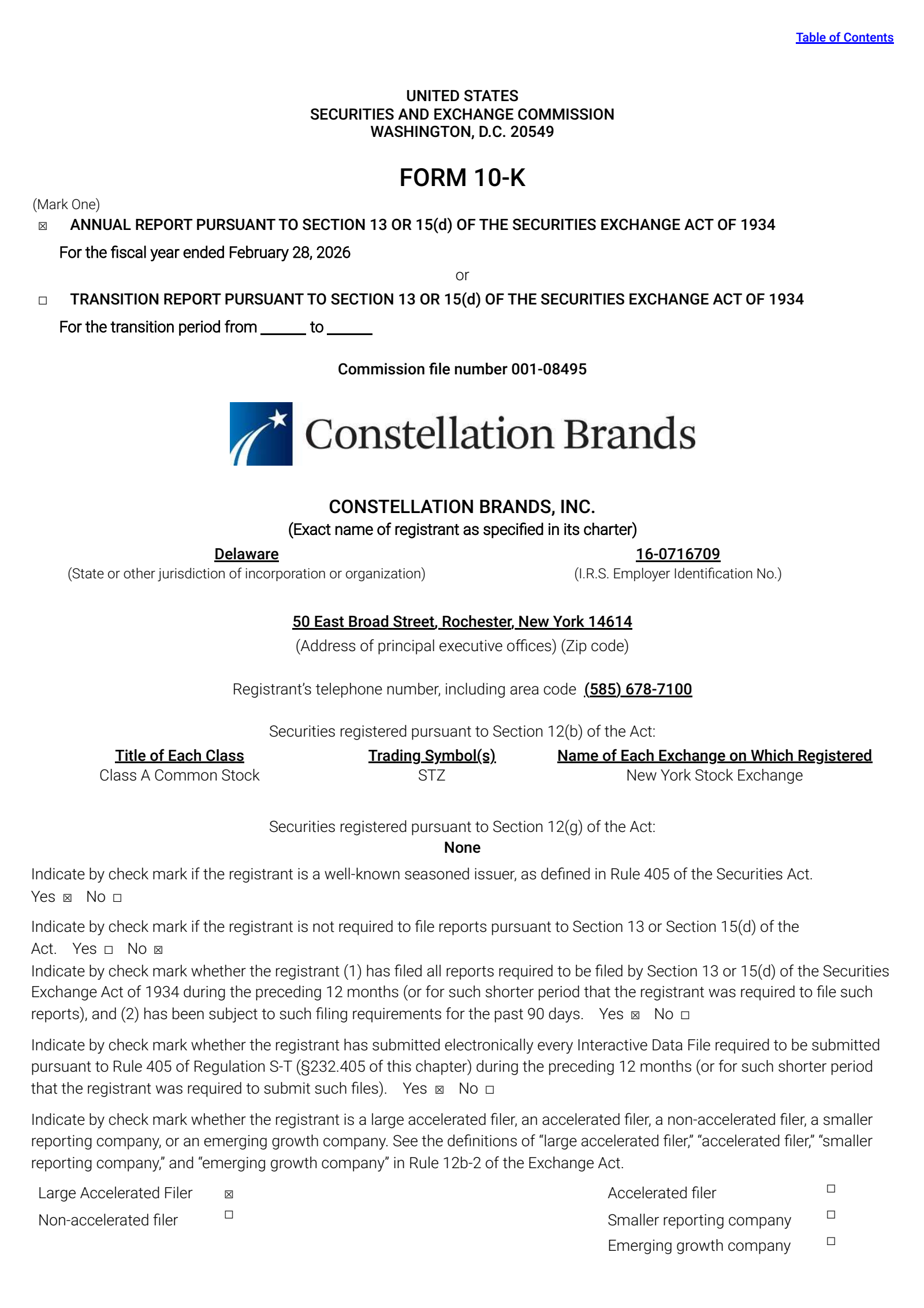 Constellation Brands' Q4 2026 Annual report