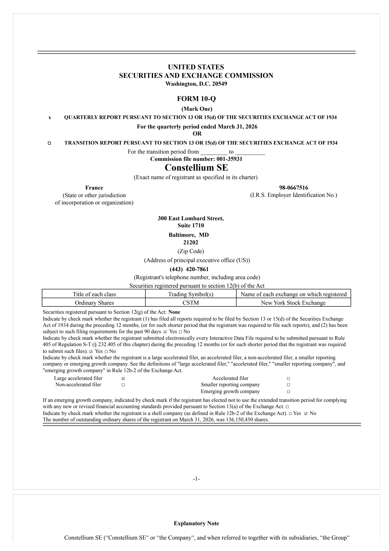 Constellium's Q1 2026 Quarterly report