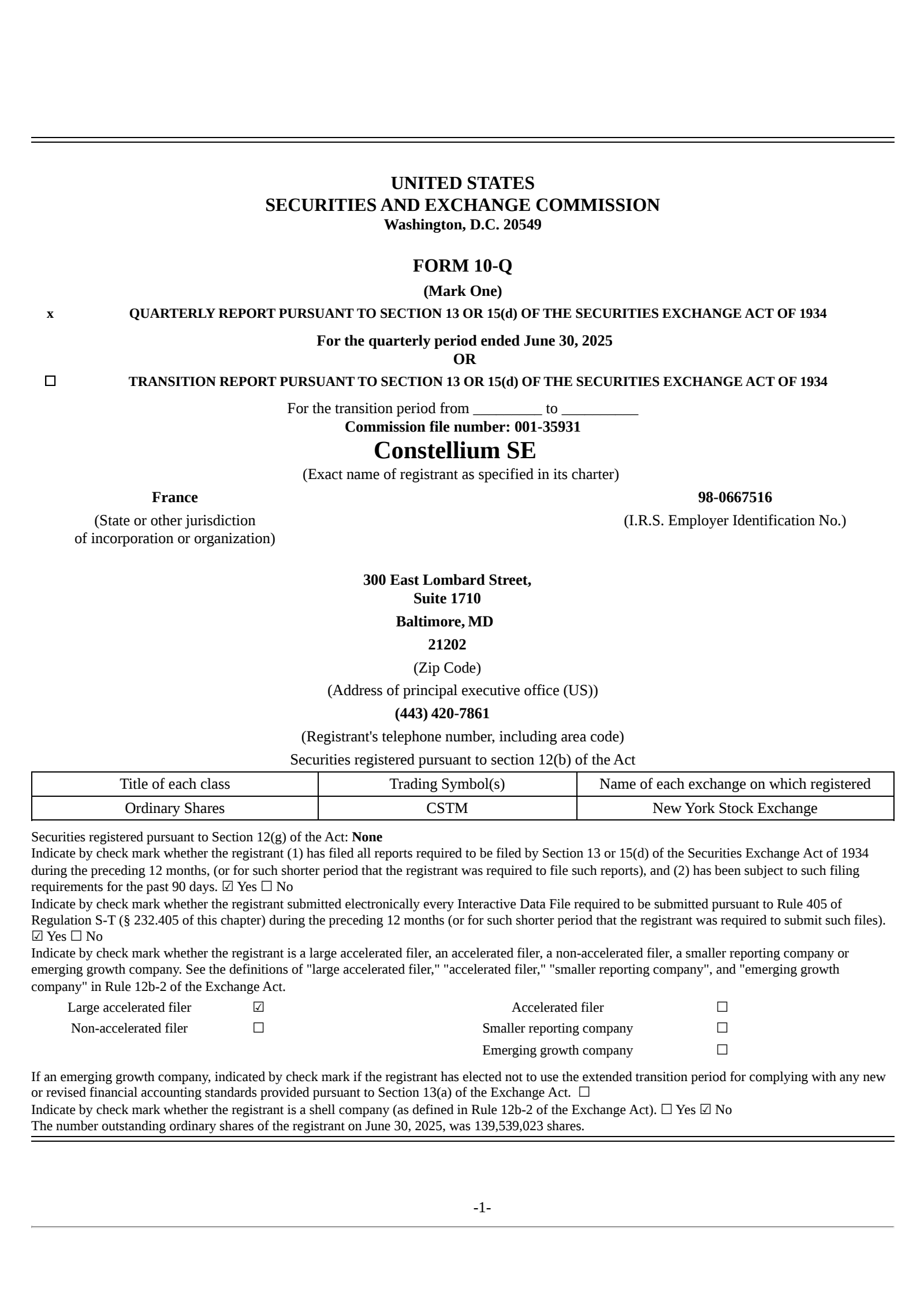 Constellium's Q2 2025 Quarterly report