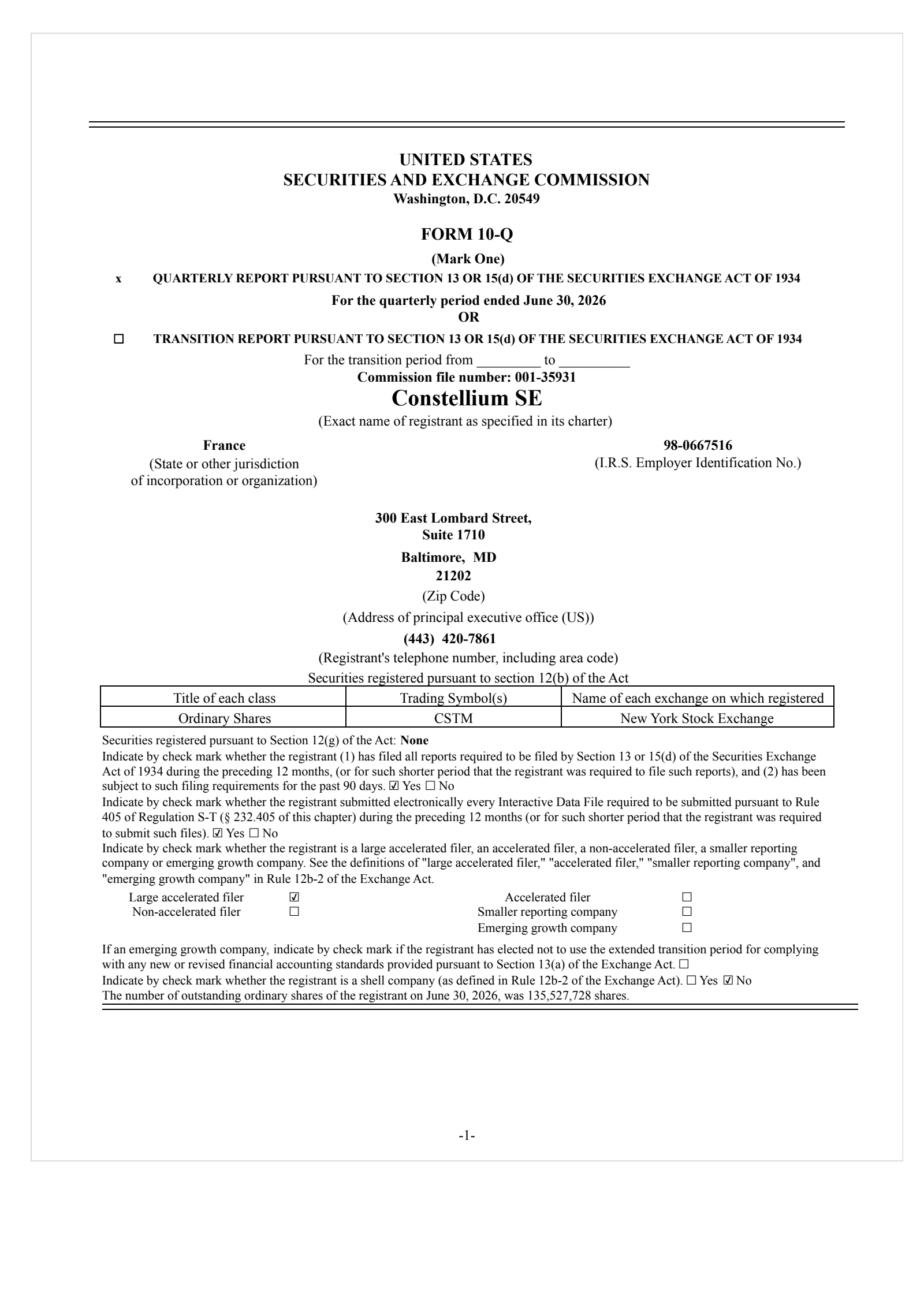 Constellium's Q2 2026 Quarterly report