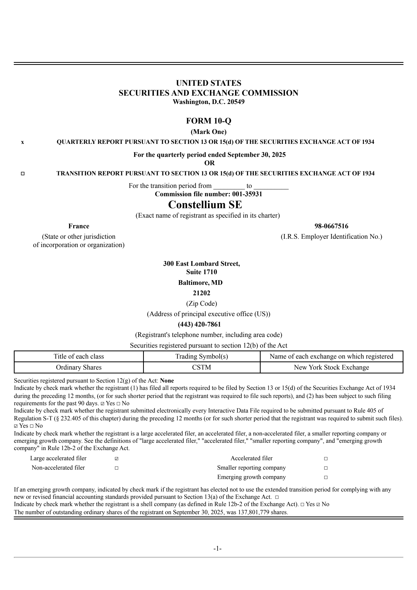 Constellium's Q3 2025 Quarterly Report