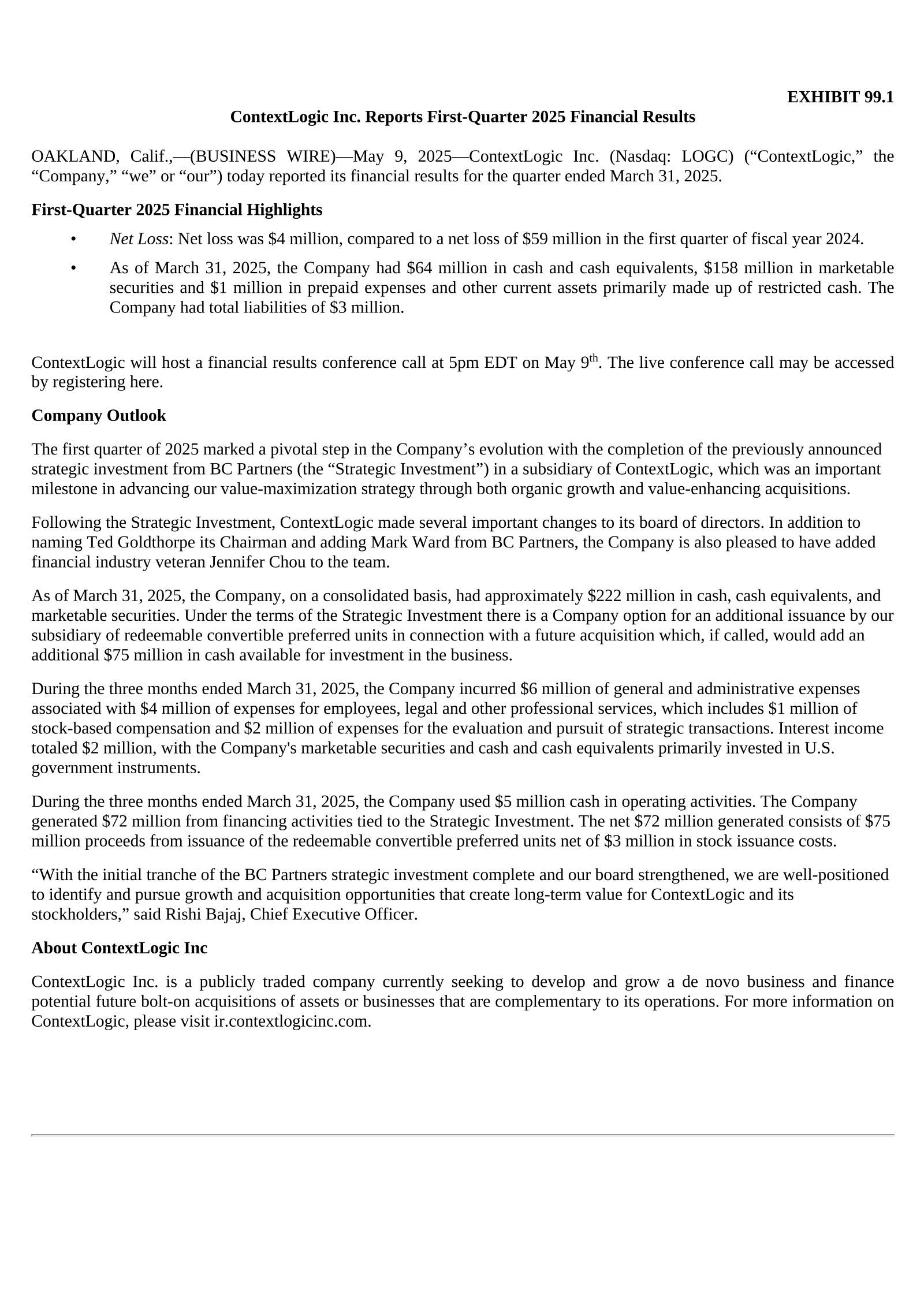LogicBio Therapeutics' Q1 2025 Press Release