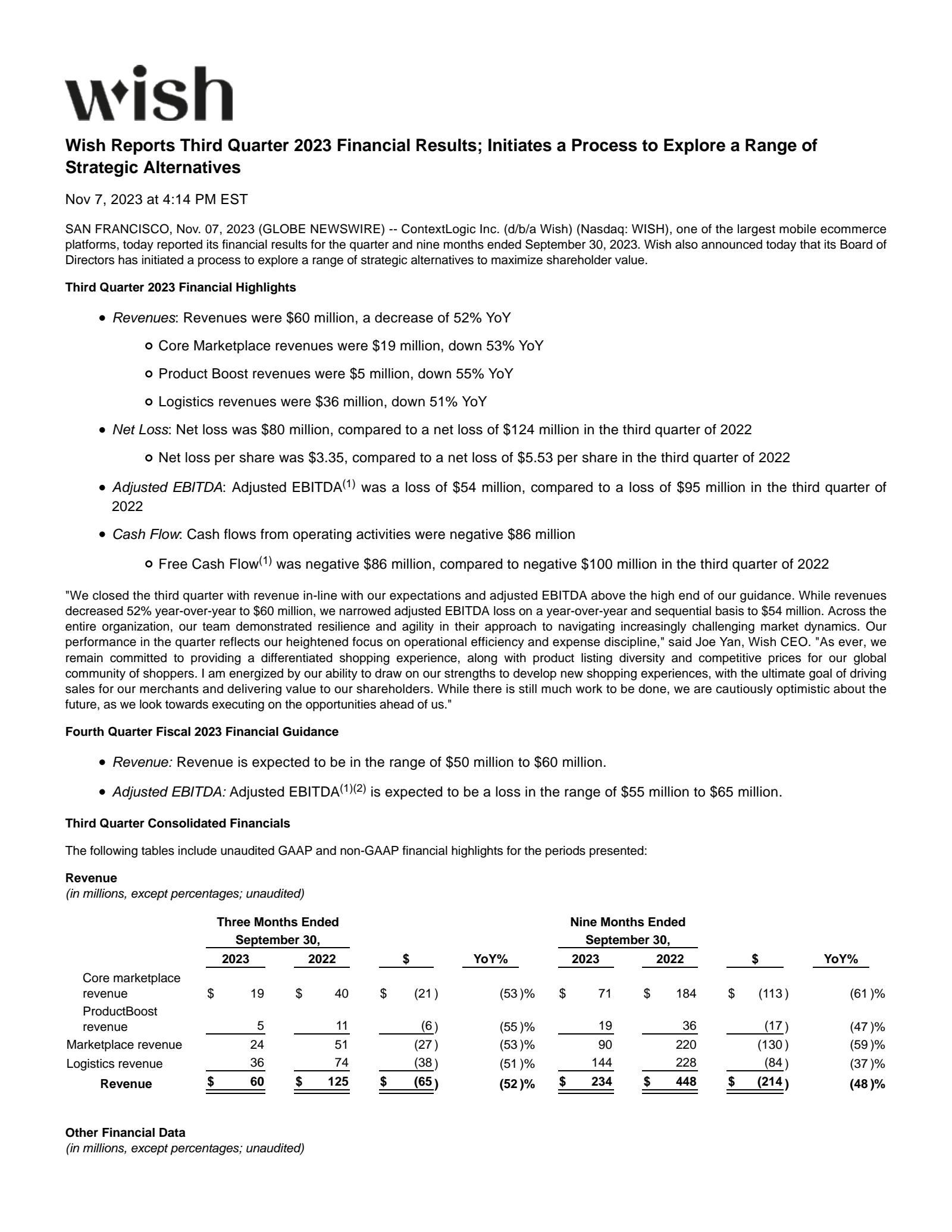 LogicBio Therapeutics' Q3 2023 Press Release