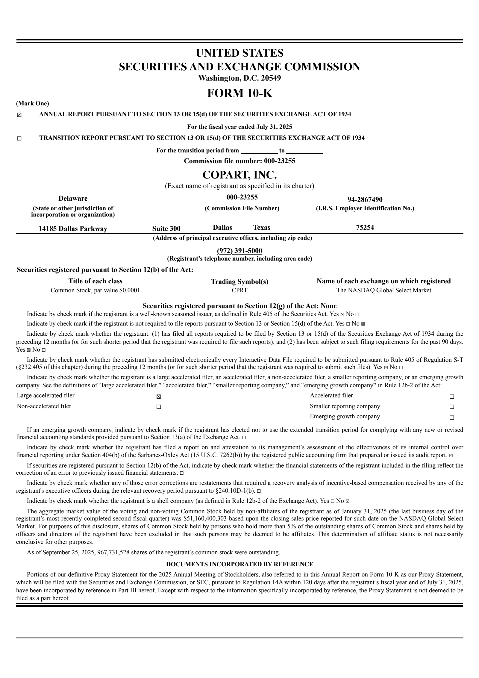Copart's Q4 2025 Annual Report